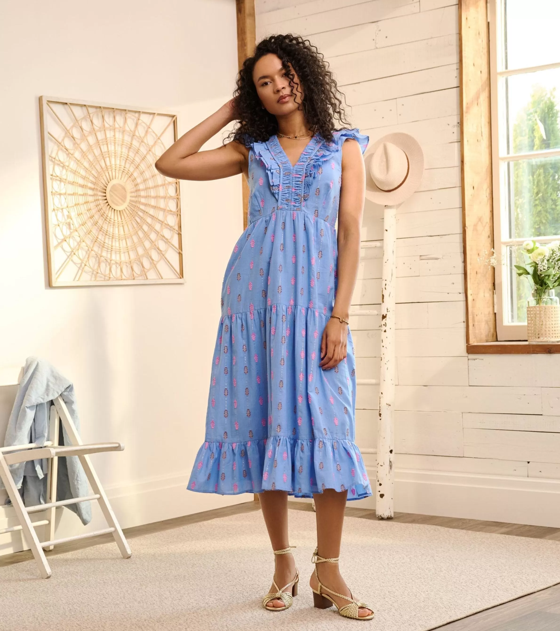 Women Hatley Dresses*Aria Midi Dress - Rainbow Feather Dobby