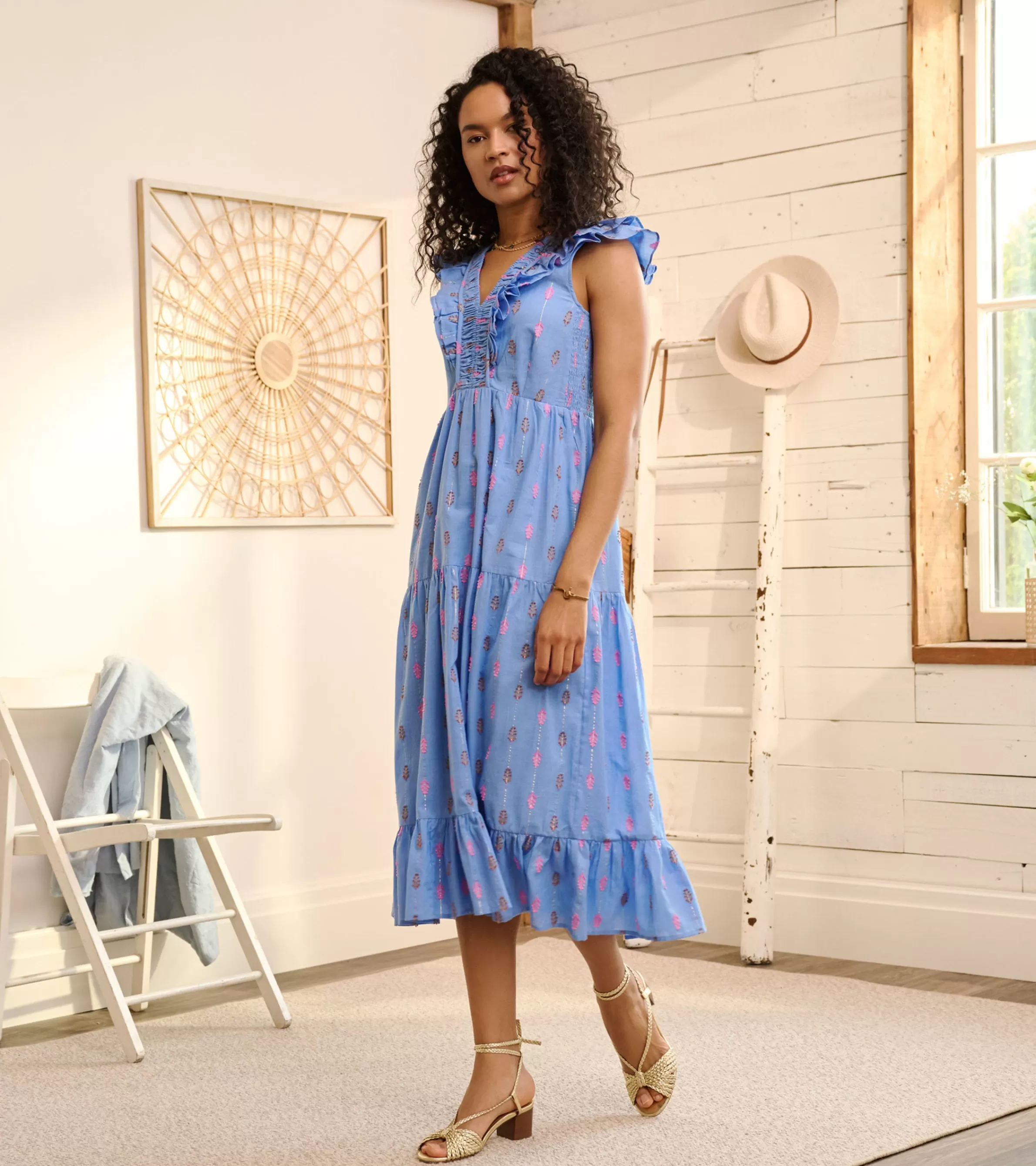 Women Hatley Dresses*Aria Midi Dress - Rainbow Feather Dobby