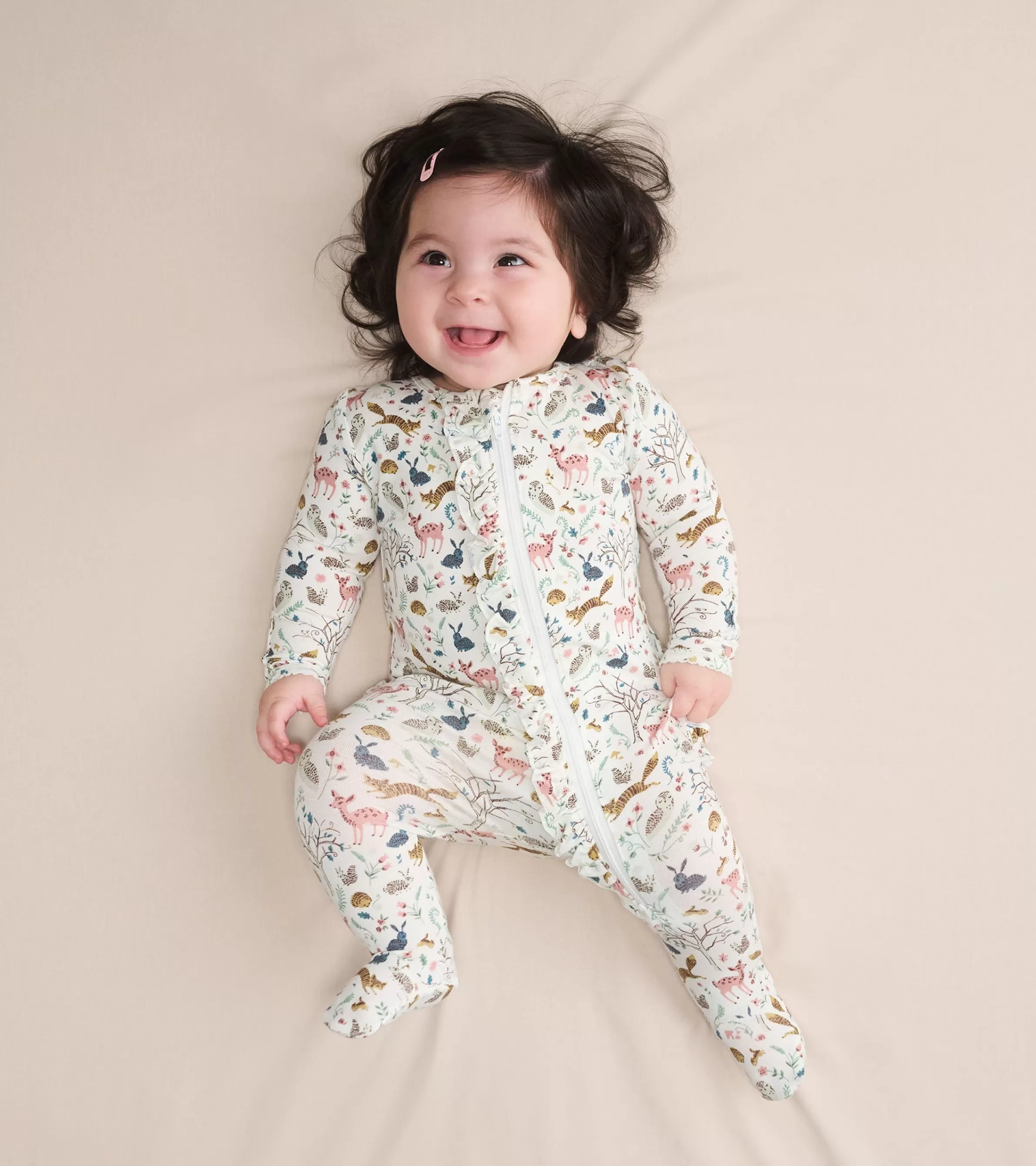 Hatley Sleepwear | Sleepwear*Baby Girls Happy Forest Ruffle Bum Bamboo Sleeper