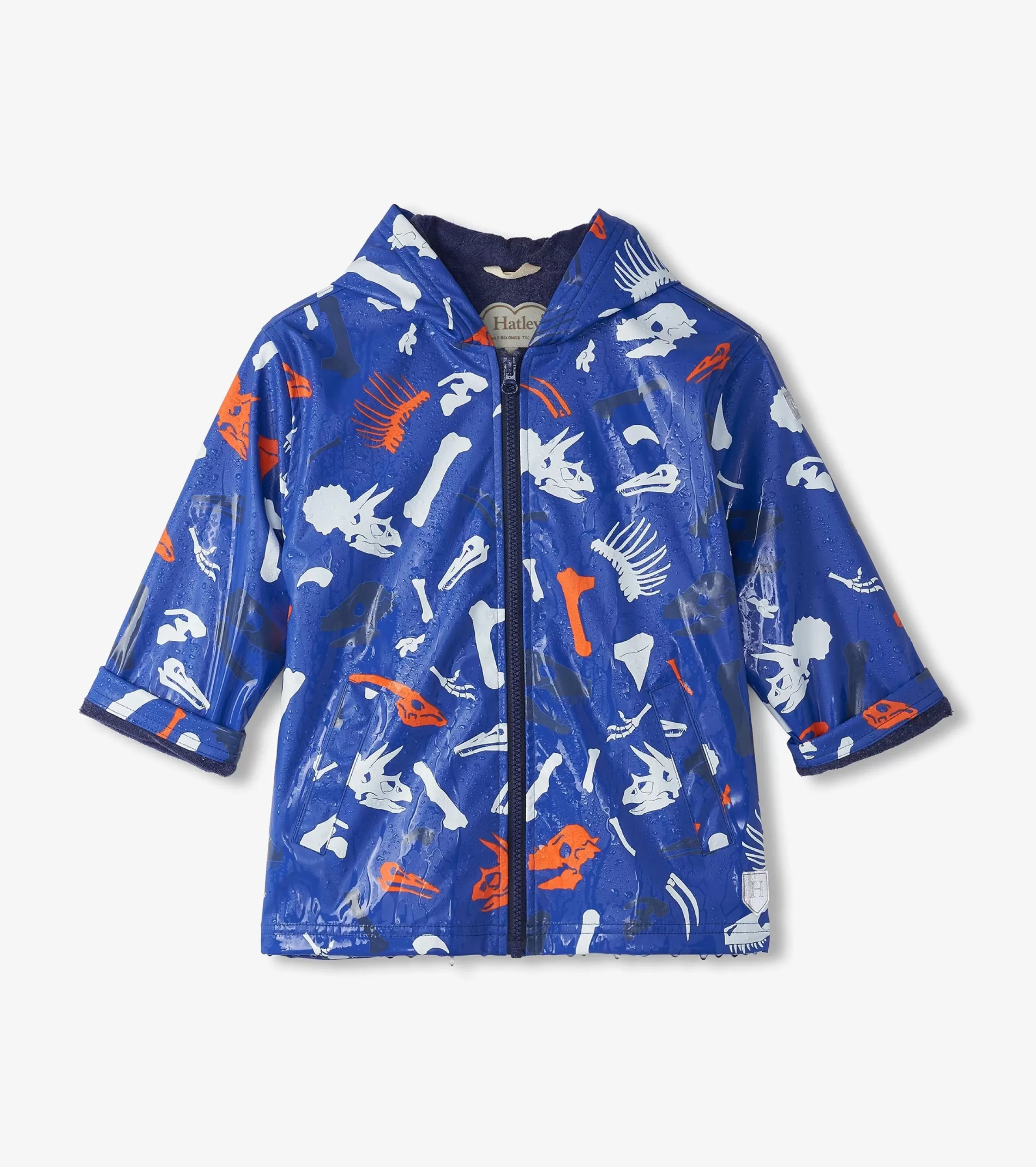 BOY Hatley Rainwear | Rainwear*Boys Dino Fossils Colour Changing Zip-Up Rain Jacket