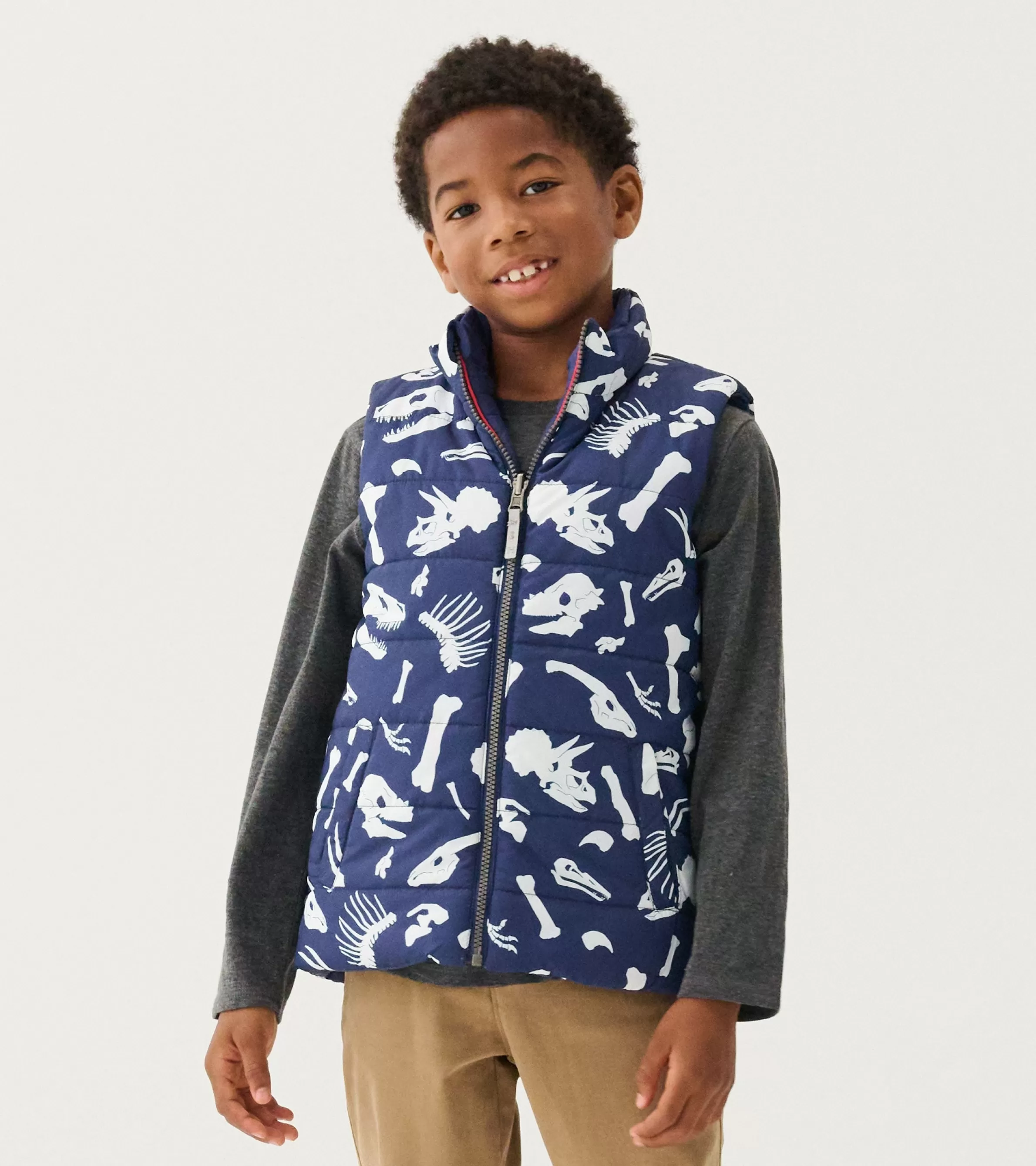 BOY Hatley Outerwear | Tops*Boys Dino Fossils Reversible Quilted Vest