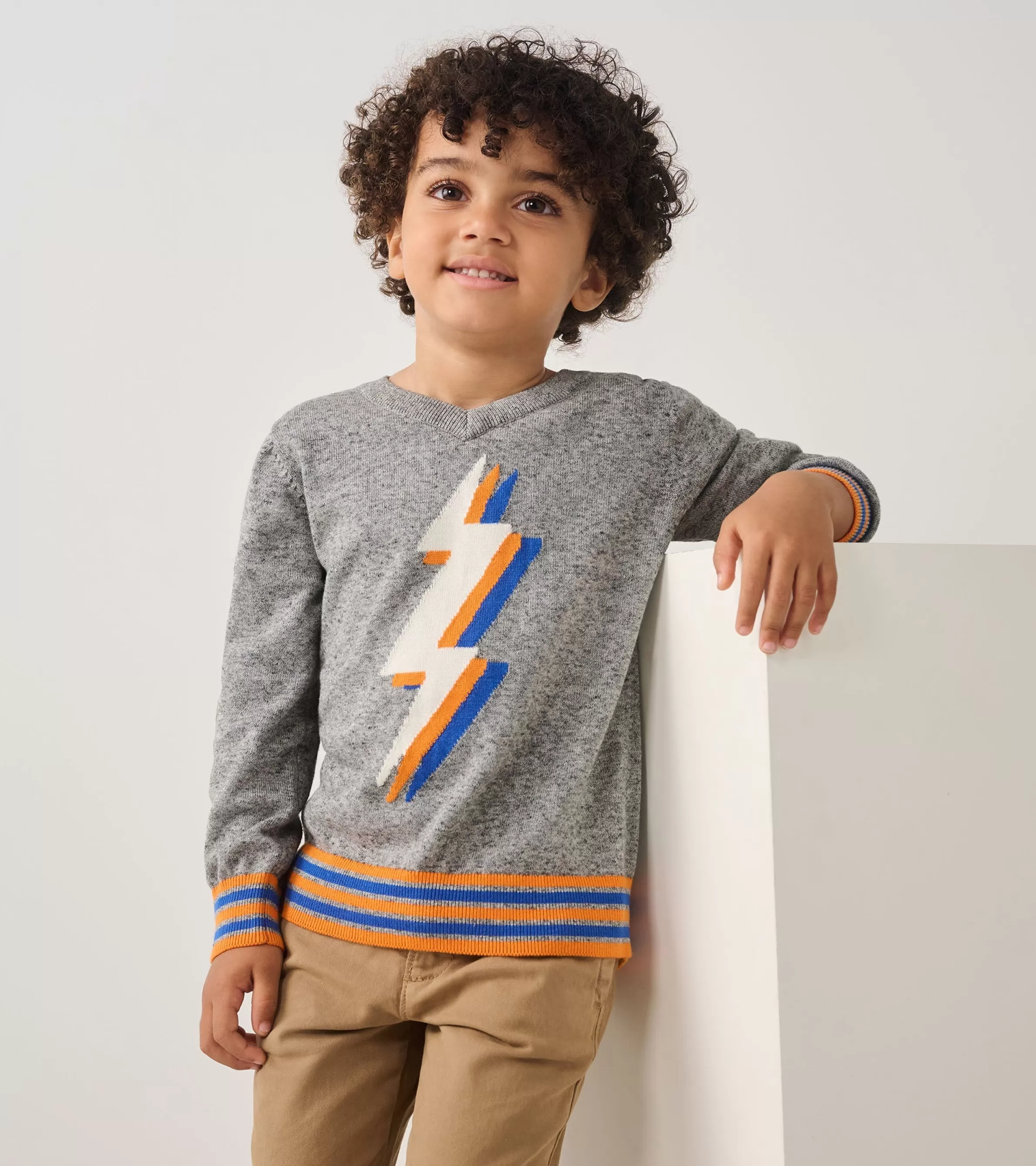 BOY Hatley Sweaters*Boys Lightning Bolt V-Neck Sweater