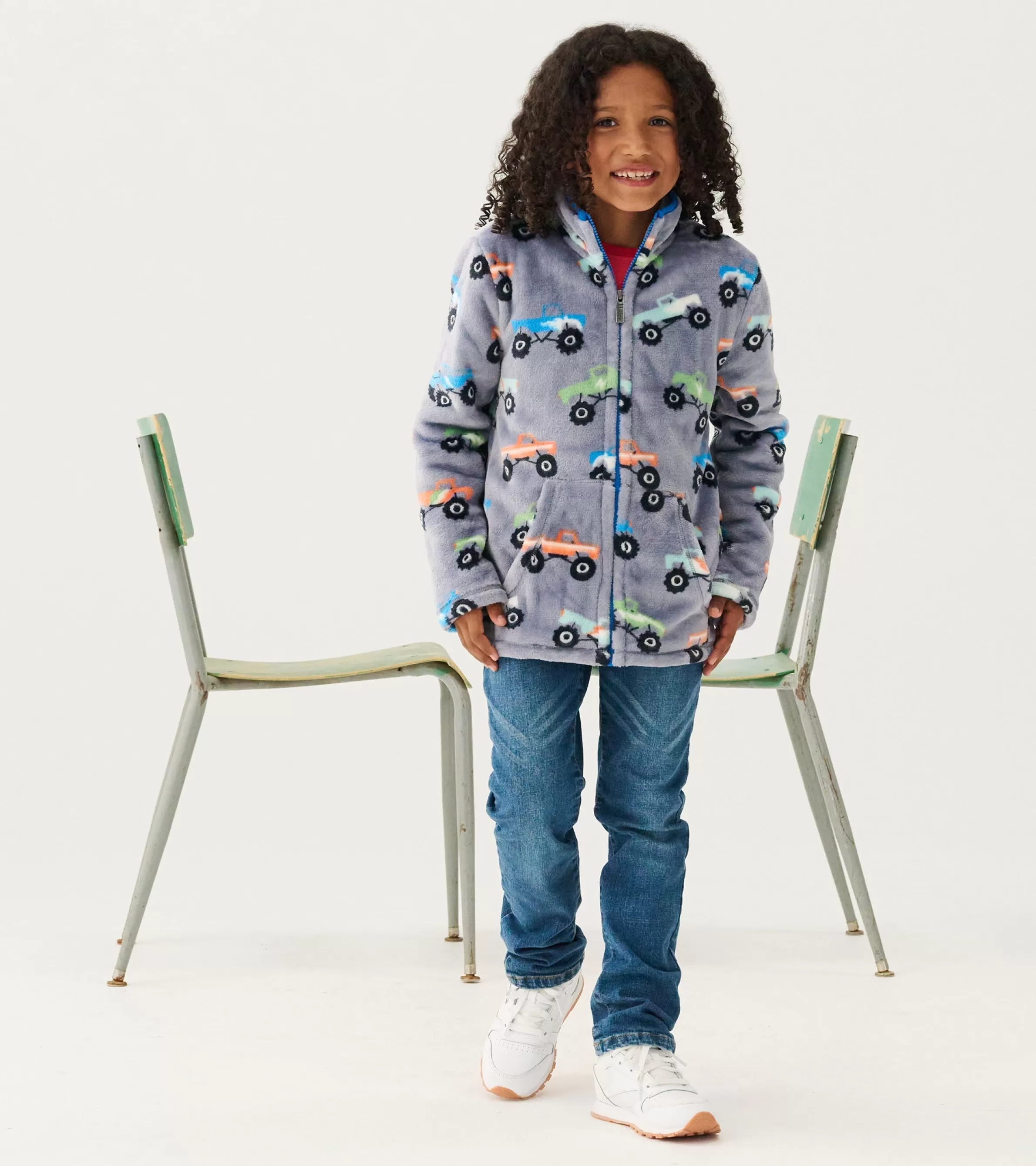 BOY Hatley Outerwear | Sweaters*Boys Monster Trucks Fuzzy Fleece Zip-Up Jacket