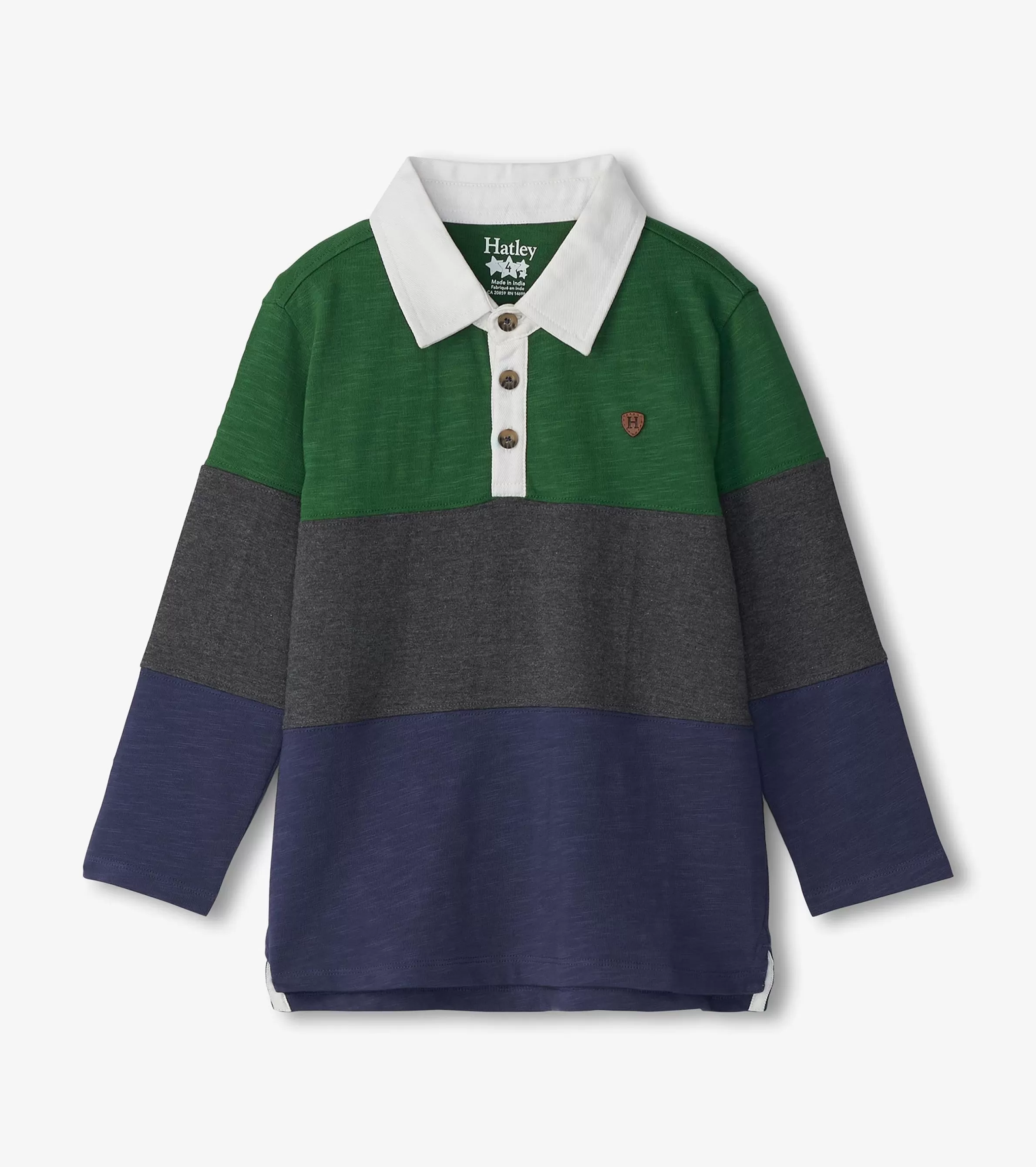 BOY Hatley Tops*Boys Preppy Panelled Long Sleeve Polo Shirt