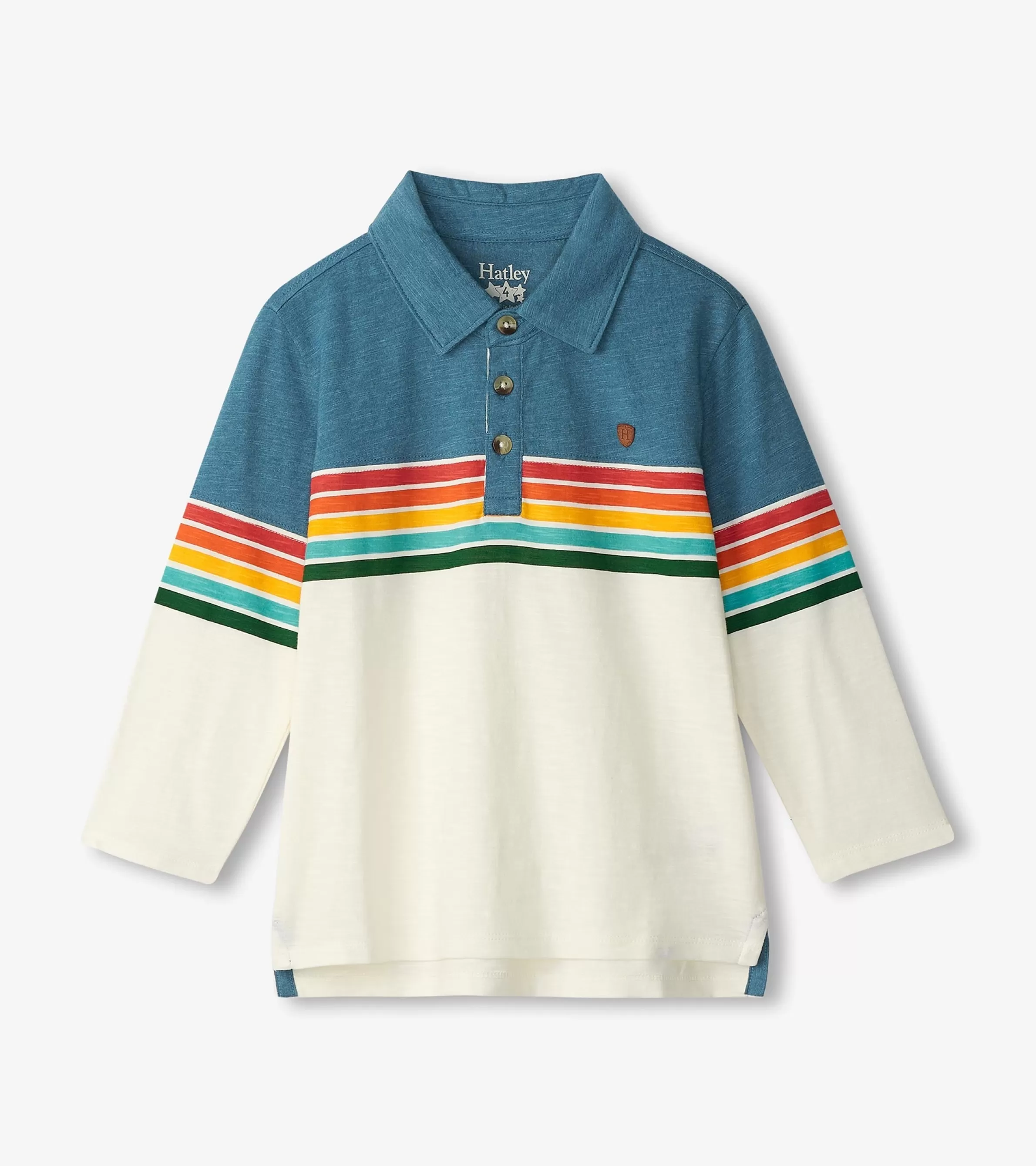 BOY Hatley Tops*Boys Retro Stripes Long Sleeve Panelled Polo