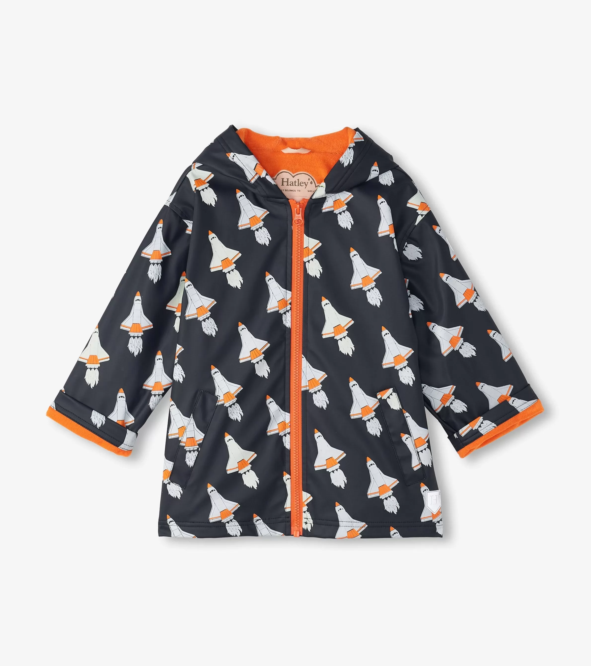 BOY Hatley Rainwear | Rainwear*Boys Space Shuttles Colour Changing Zip-Up Rain Jacket