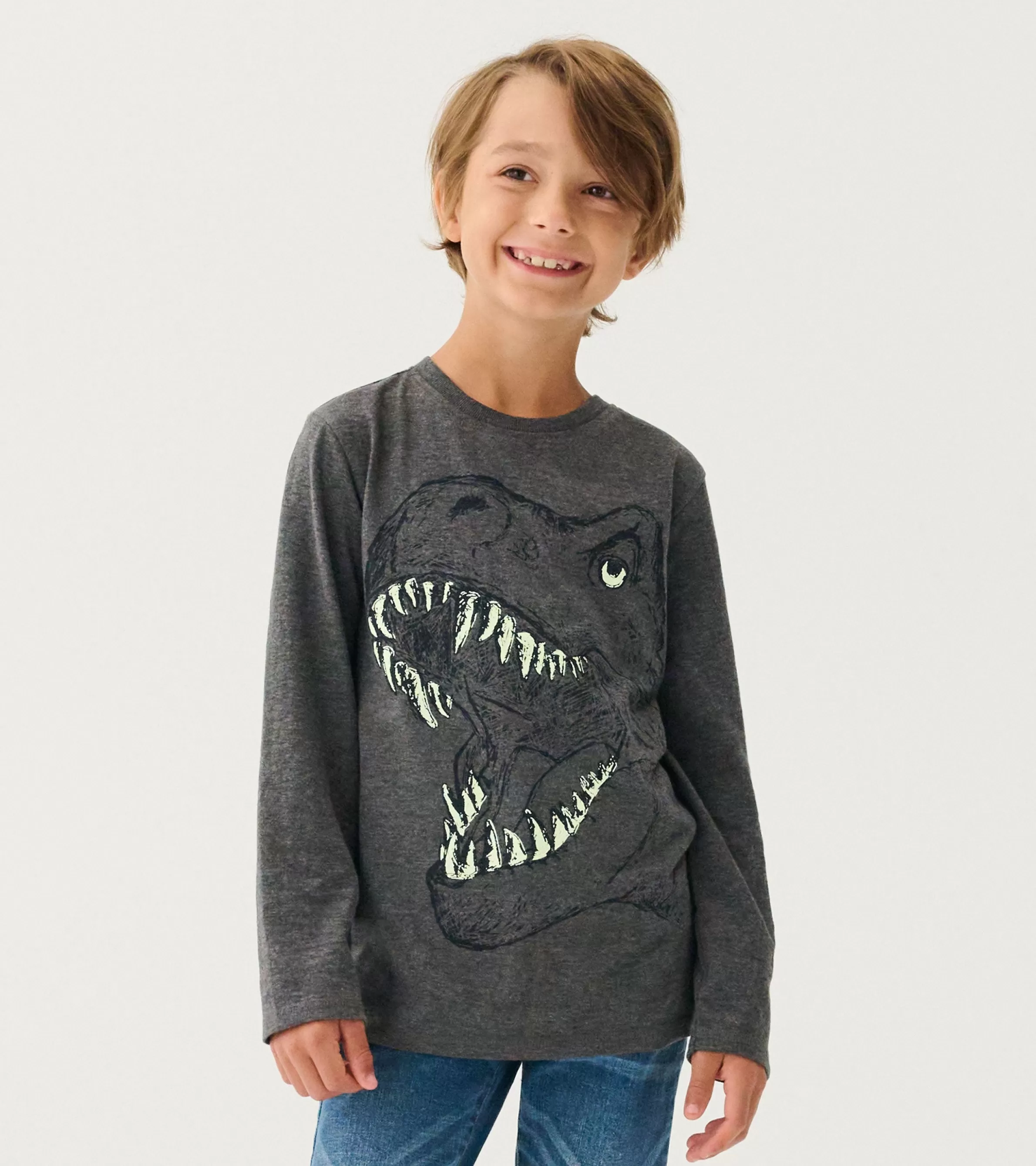 BOY Hatley Tops*Boys T-Rex Glow in the Dark Long Sleeve T-Shirt