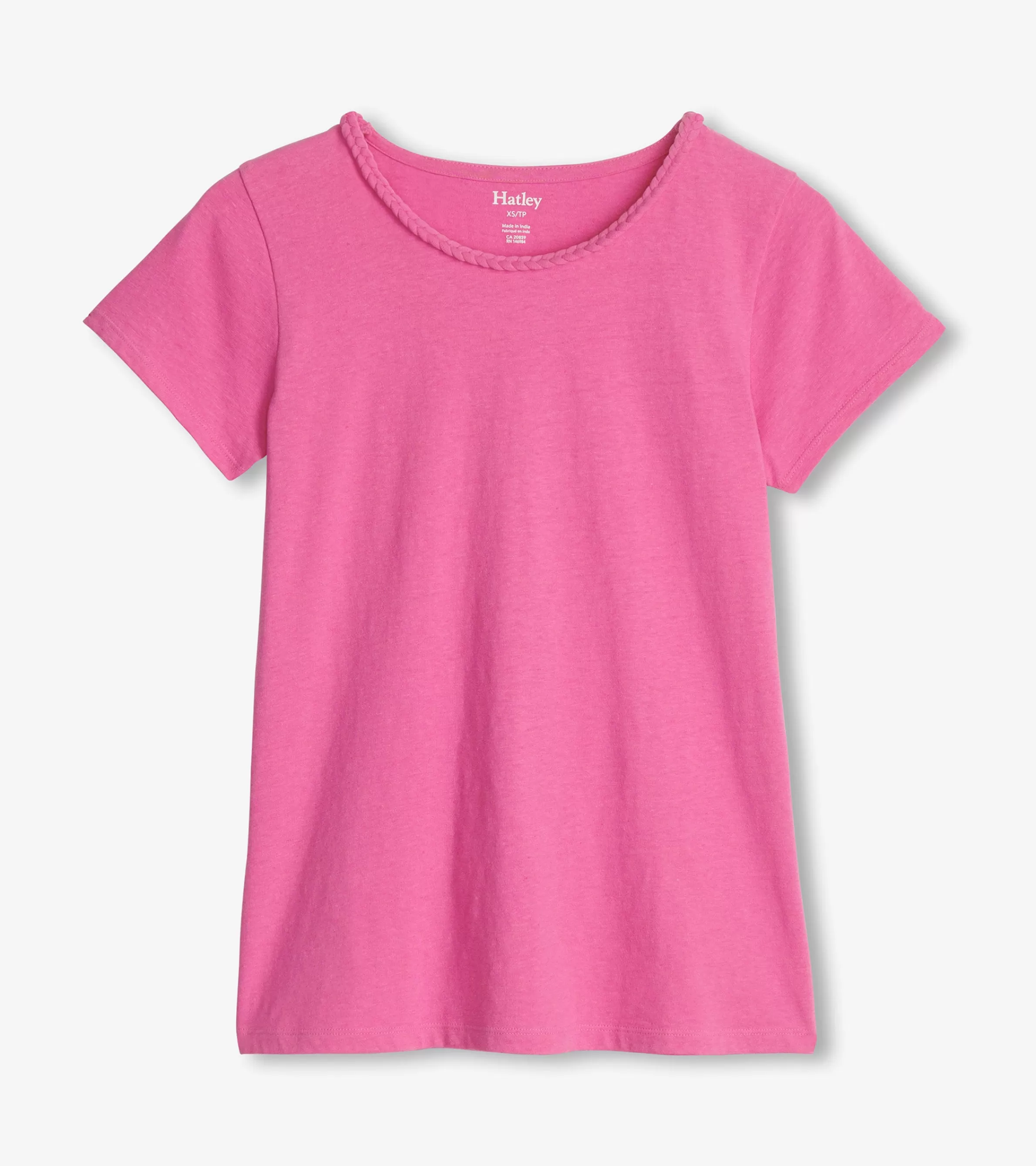 Women Hatley Tops*Braided Neck Tee - Phlox Pink