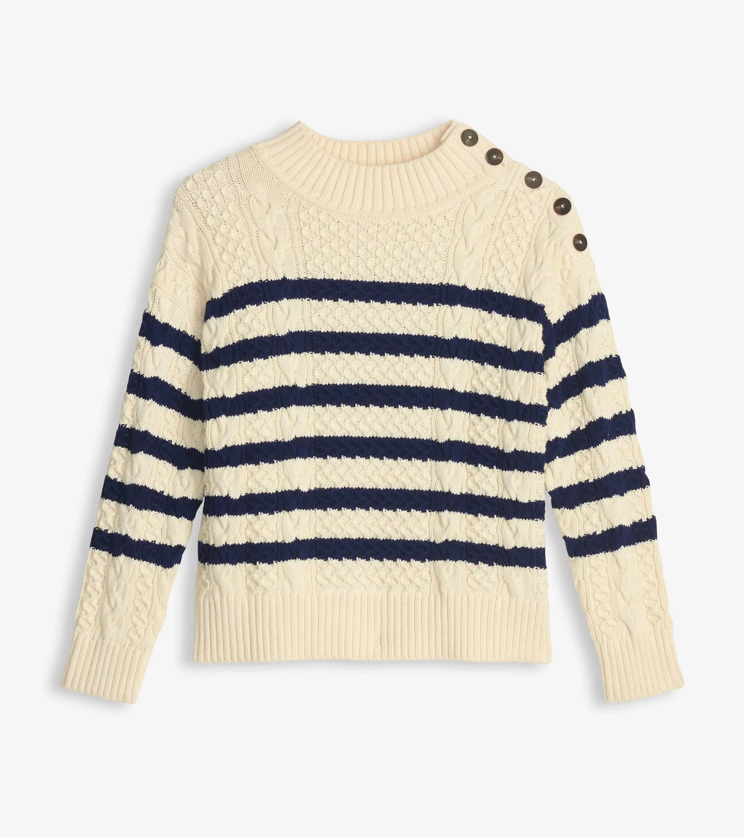 Women Hatley Sweaters*Button Neck Sweater - French Stripe