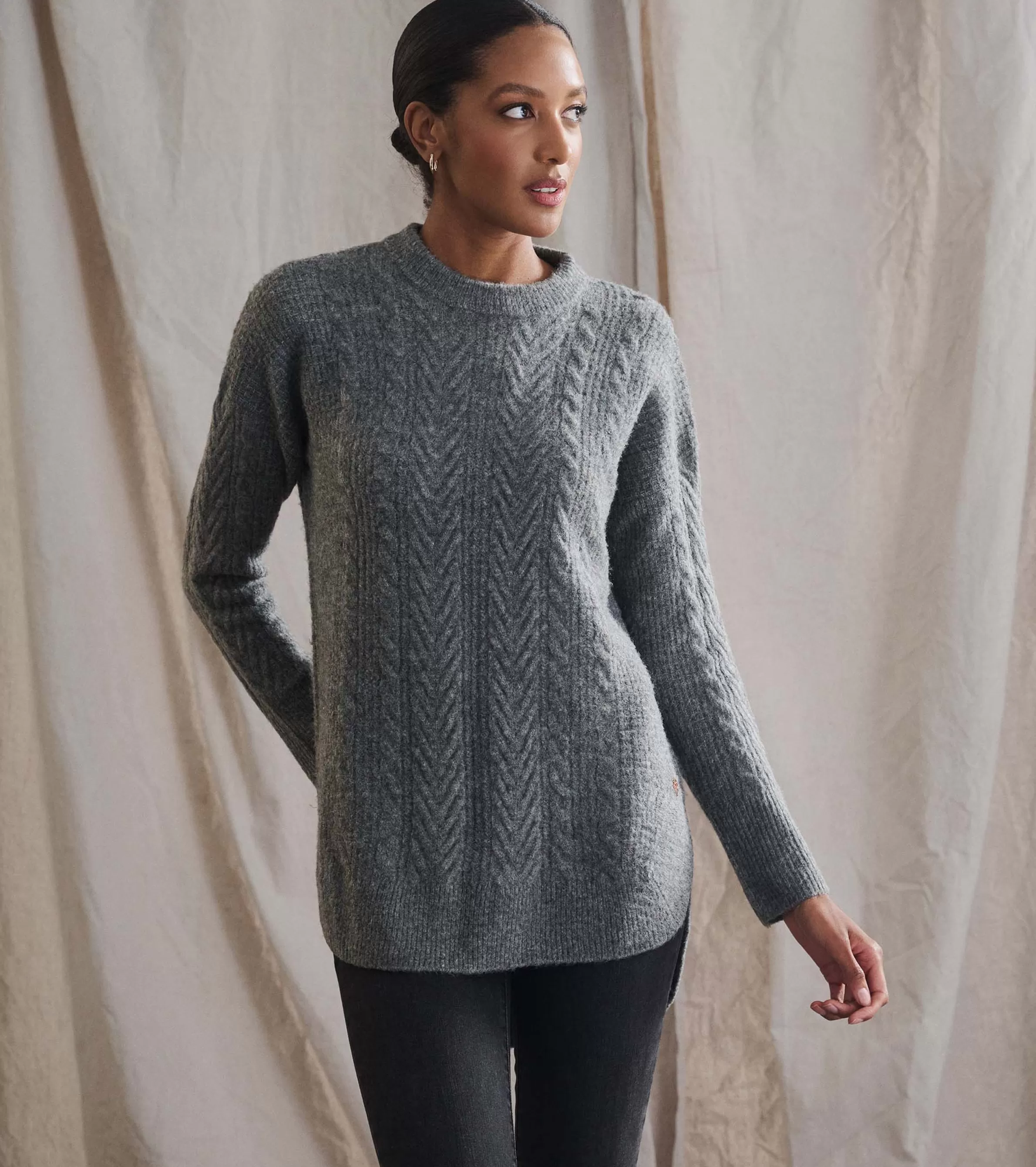 Women Hatley Sweaters | Tops*Cable Knit Tunic - Charcoal Heather