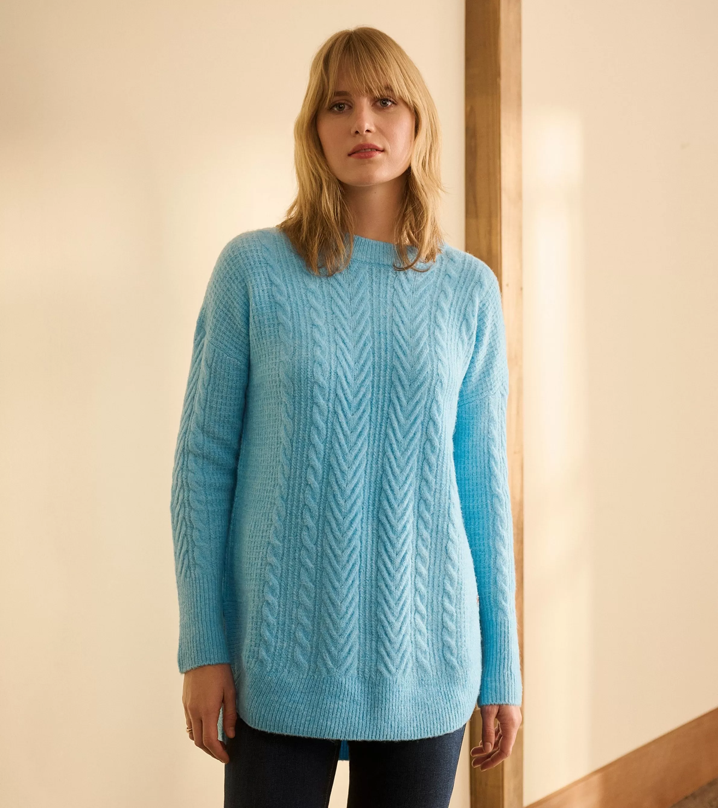 Women Hatley Sweaters | Tops*Cable Knit Tunic - Sky Blue