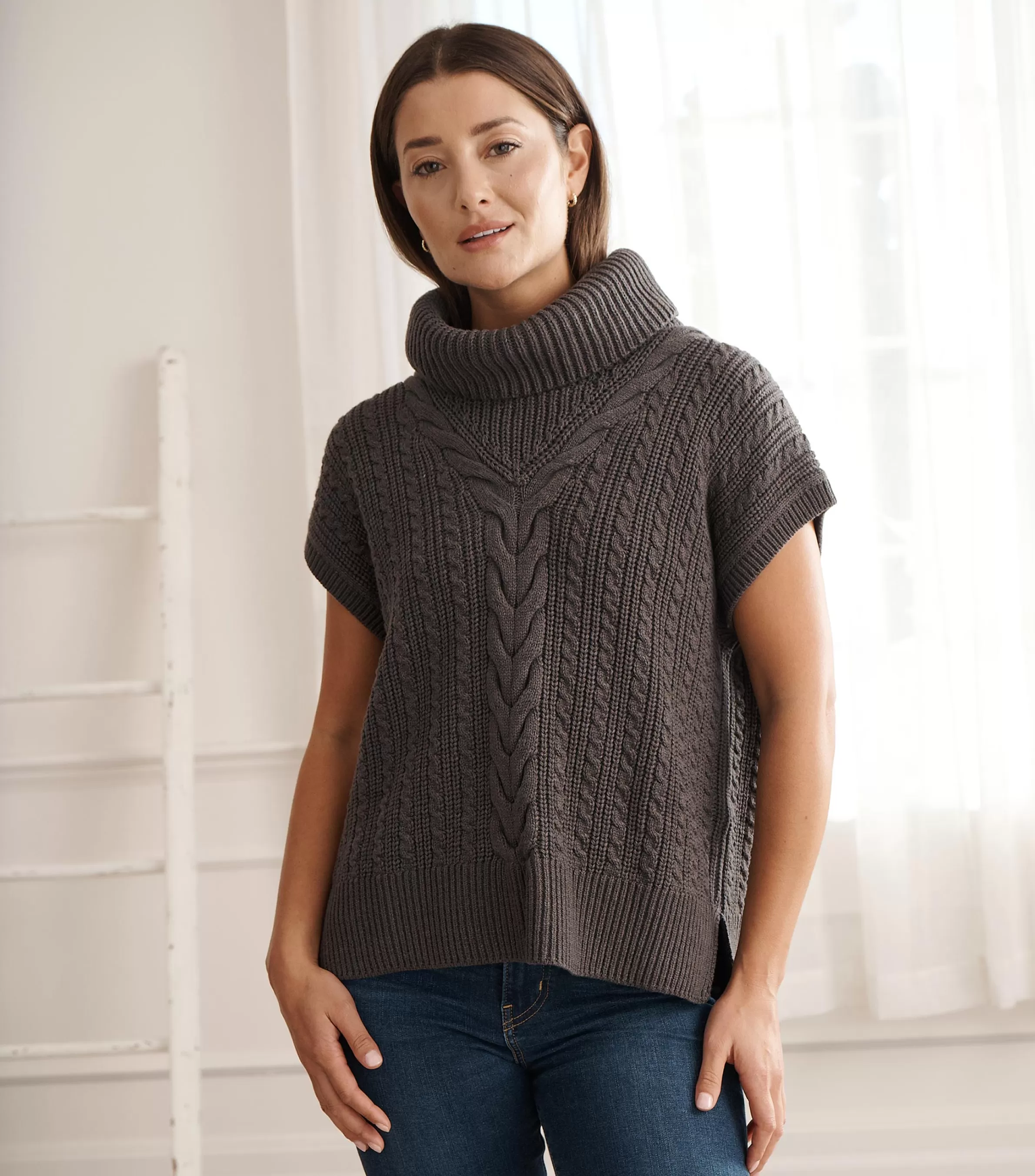 Women Hatley Sweaters | Tops*Cable Knit Vest - Charcoal Grey