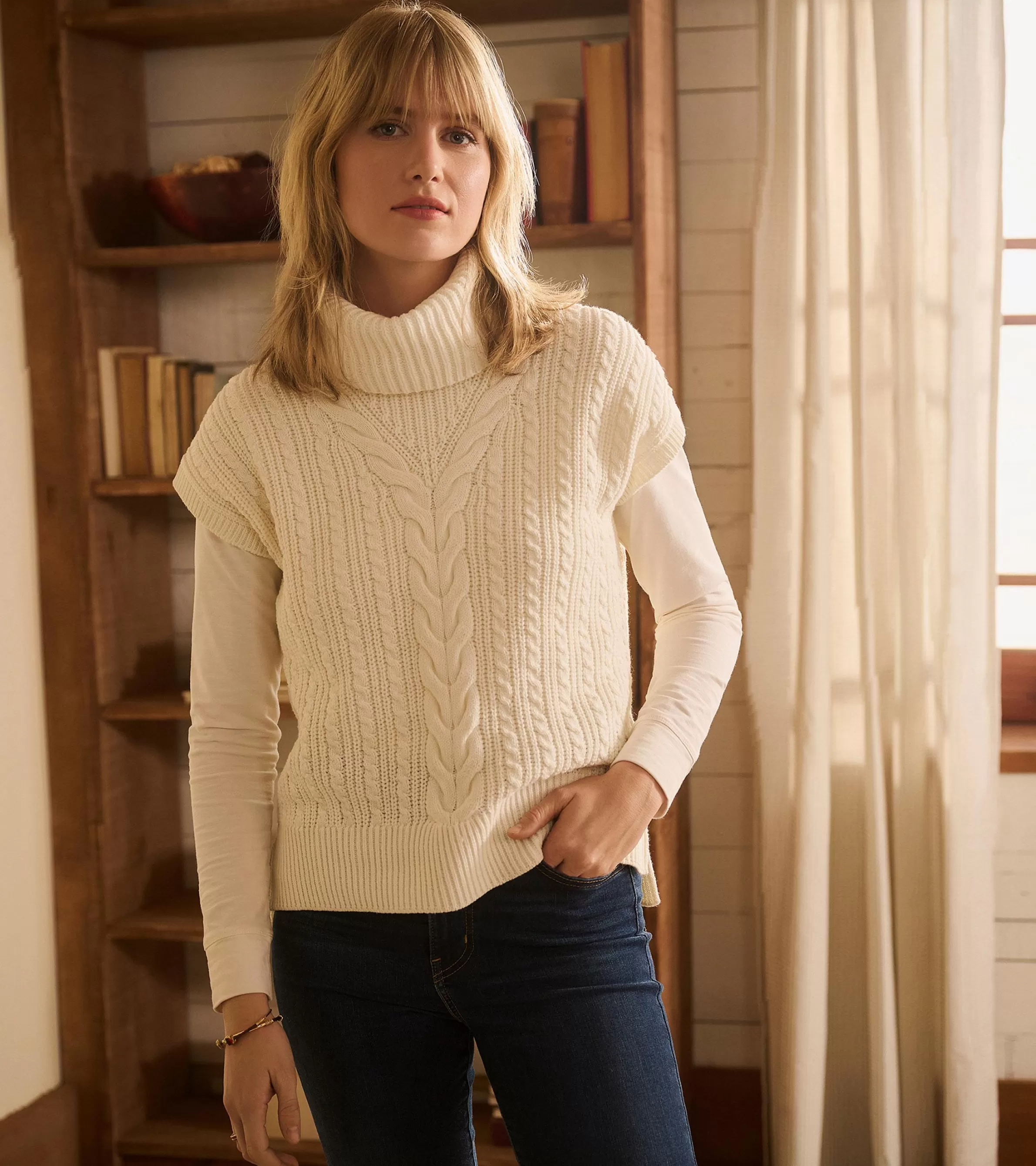 Women Hatley Sweaters | Tops*Cable Knit Vest - Winter White