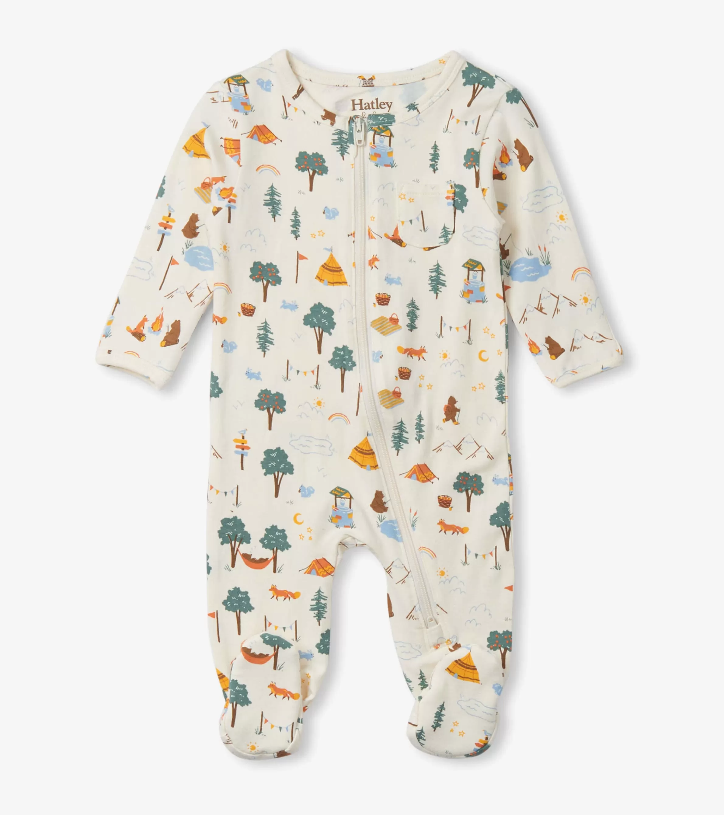 Hatley Sleepwear | Sleepwear*Camping Animals Newborn Zip-Up Footed Sleeper