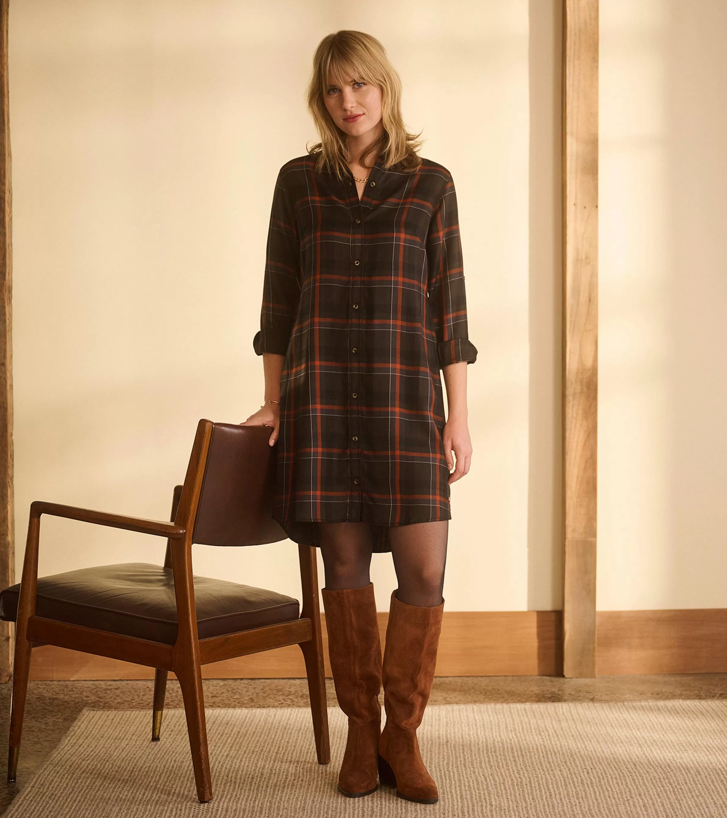 Women Hatley Dresses*Cara Shirt Dress - Autumn Plaid