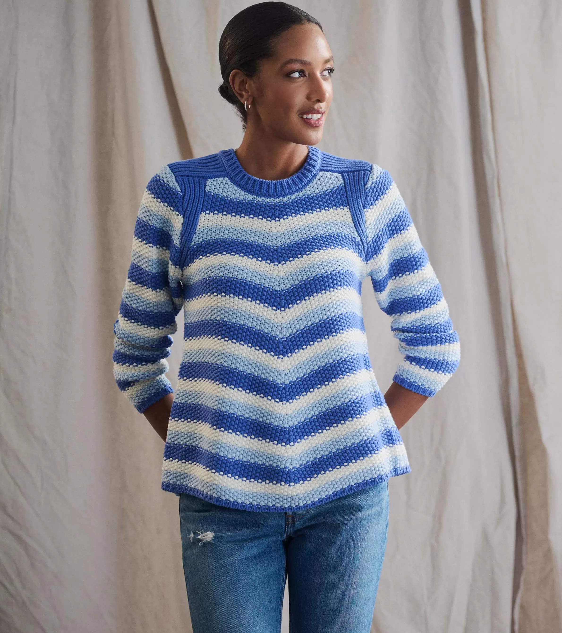 Women Hatley Sweaters*Chevron Swing Sweater - Navy Blue