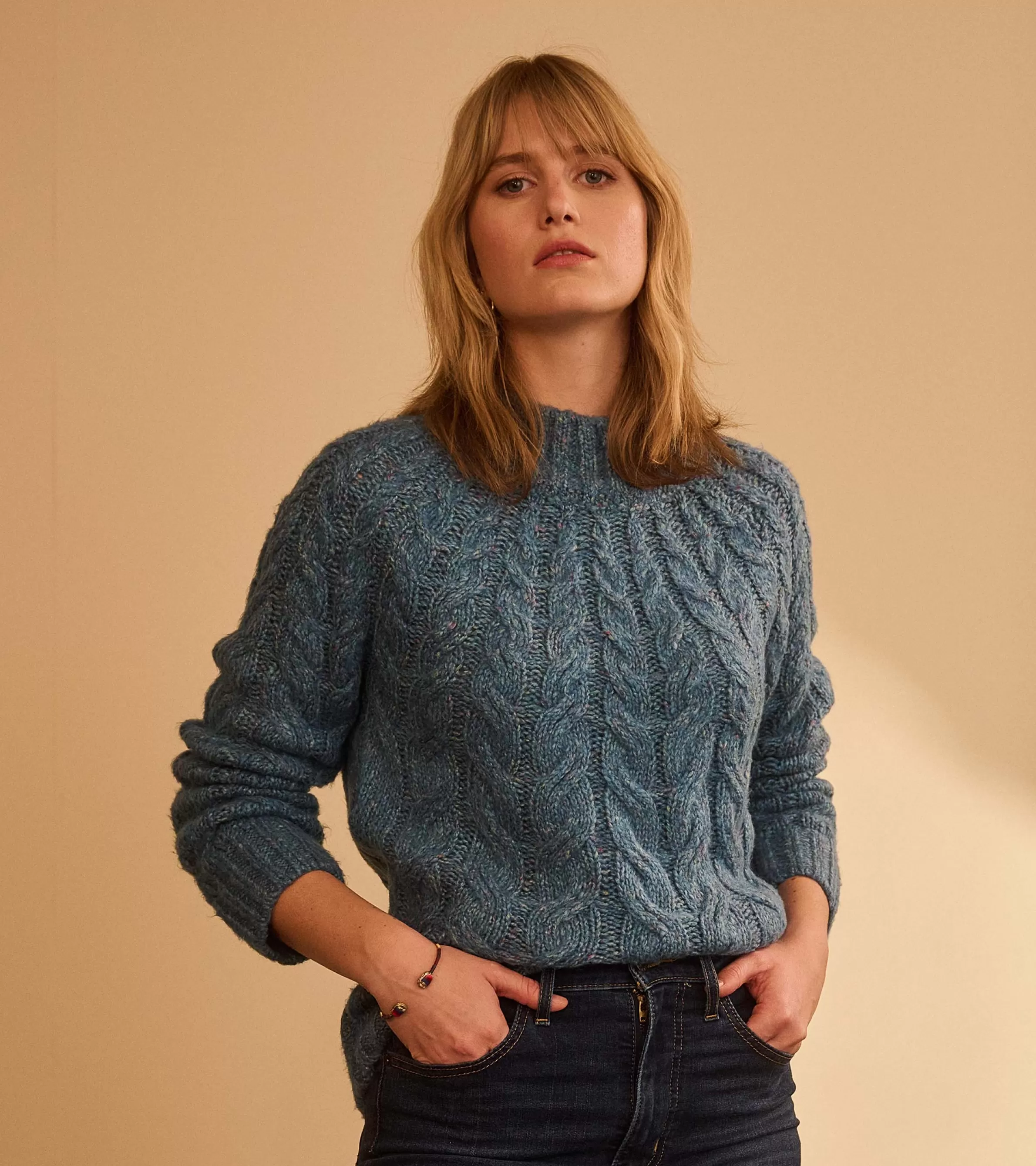 Women Hatley Sweaters*Dylan Cable Knit Sweater - Blue Heather