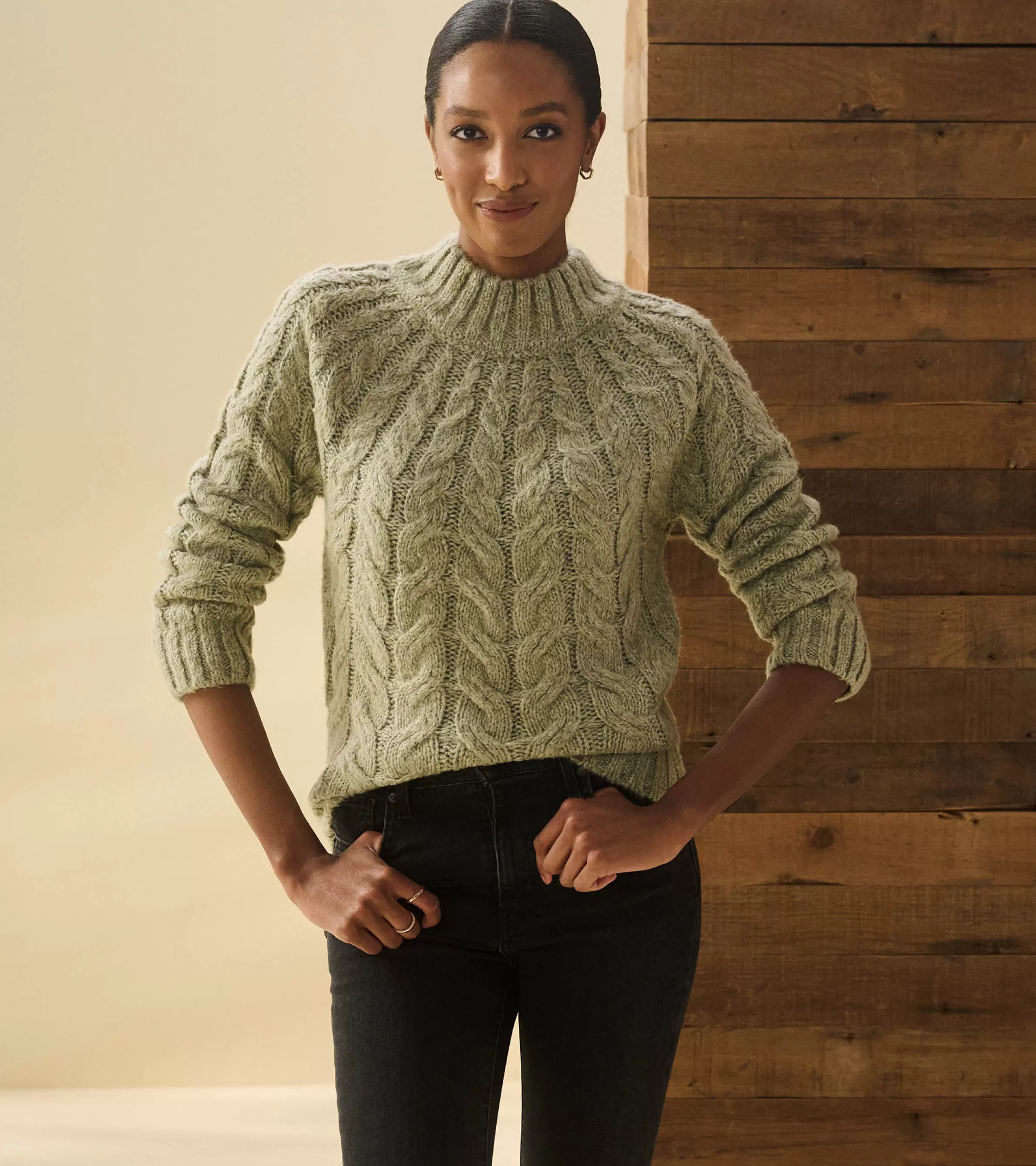 Women Hatley Sweaters*Dylan Cable Knit Sweater - Moss Green