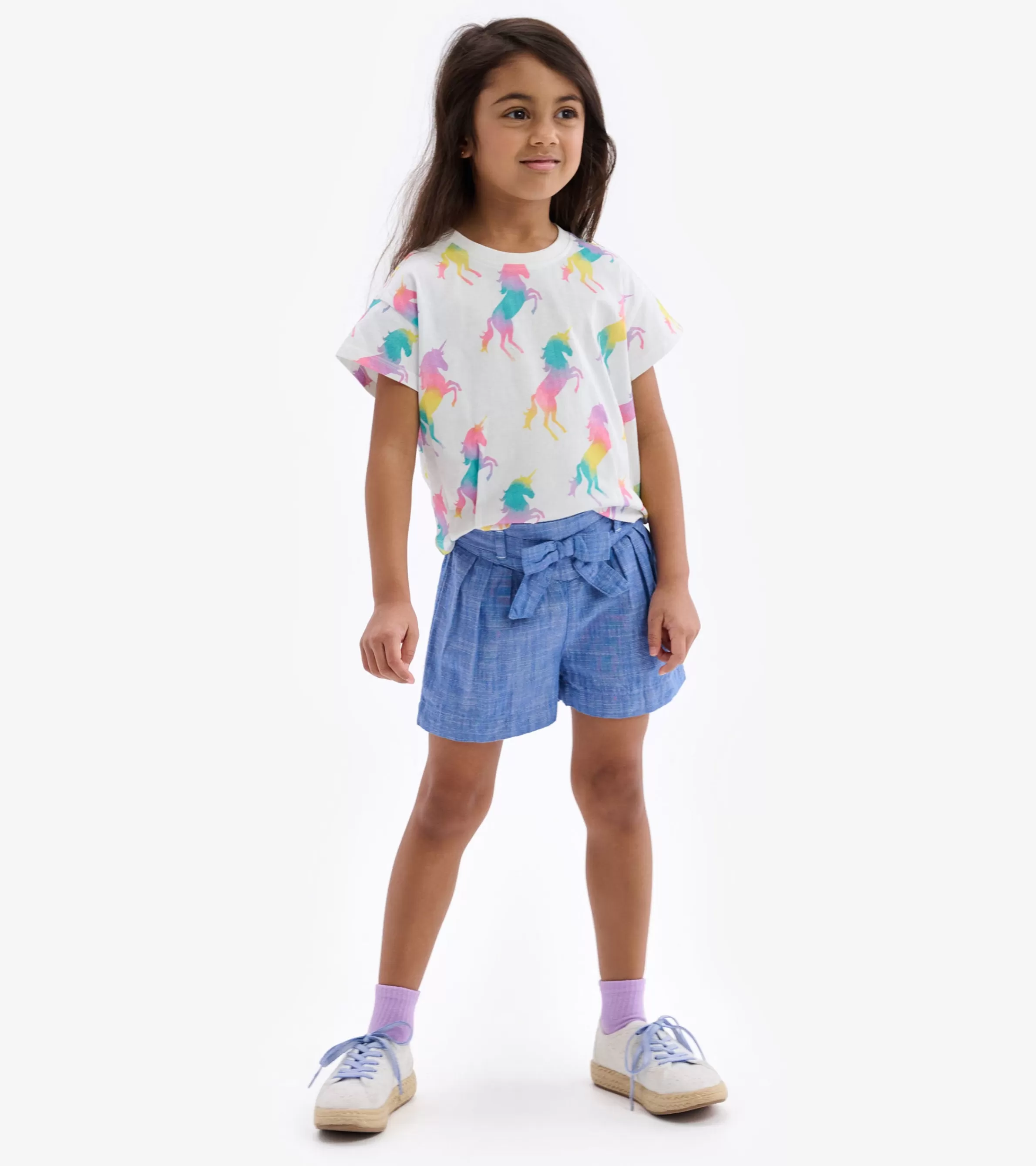 Hatley Bottoms*Girls Belted Chambray Paper Bag Shorts