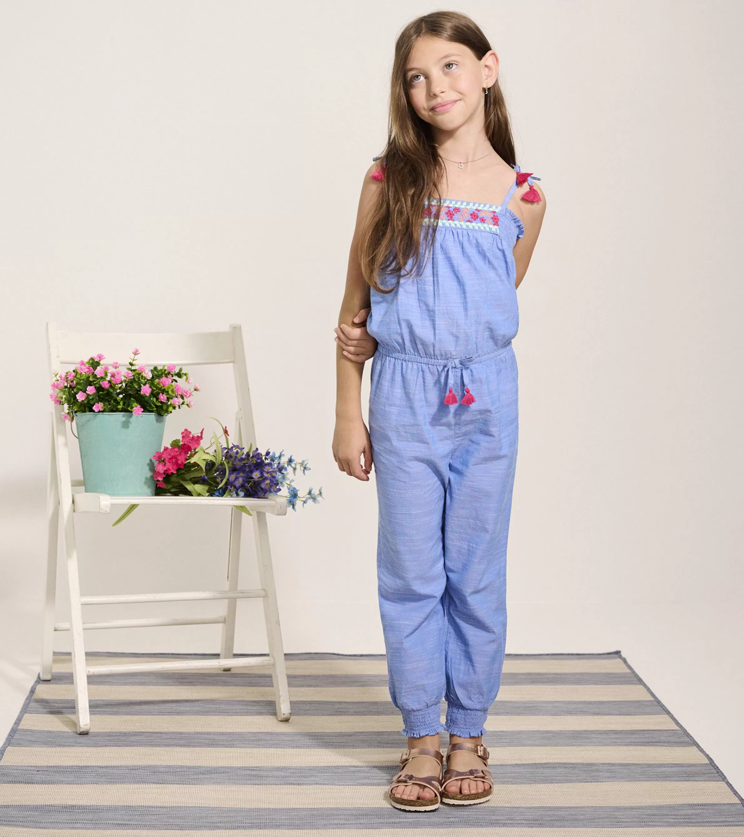 Hatley Rompers*Girls Chambray Smocked Jumpsuit