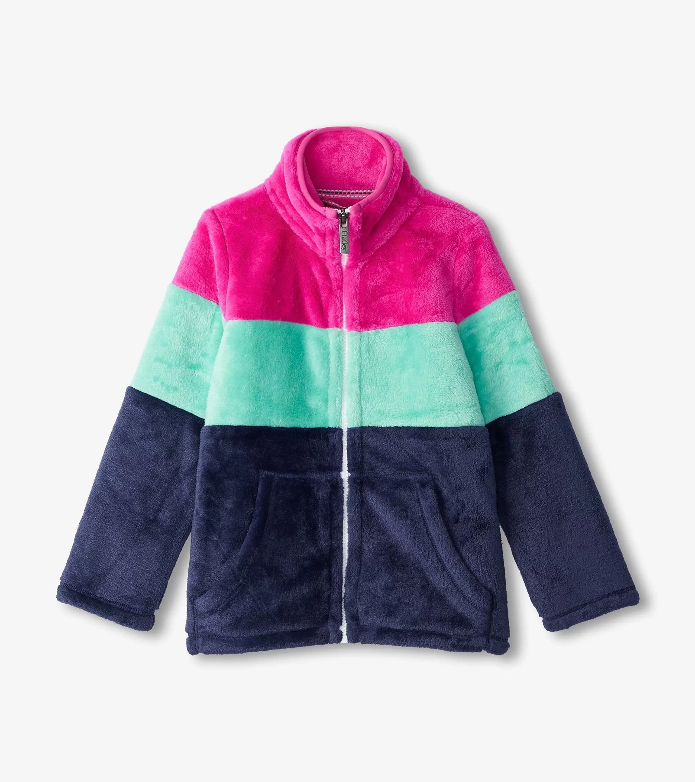 Hatley Outerwear | Sweaters*Girls Colourblock Stripes Fuzzy Fleece Zip-Up Jacket