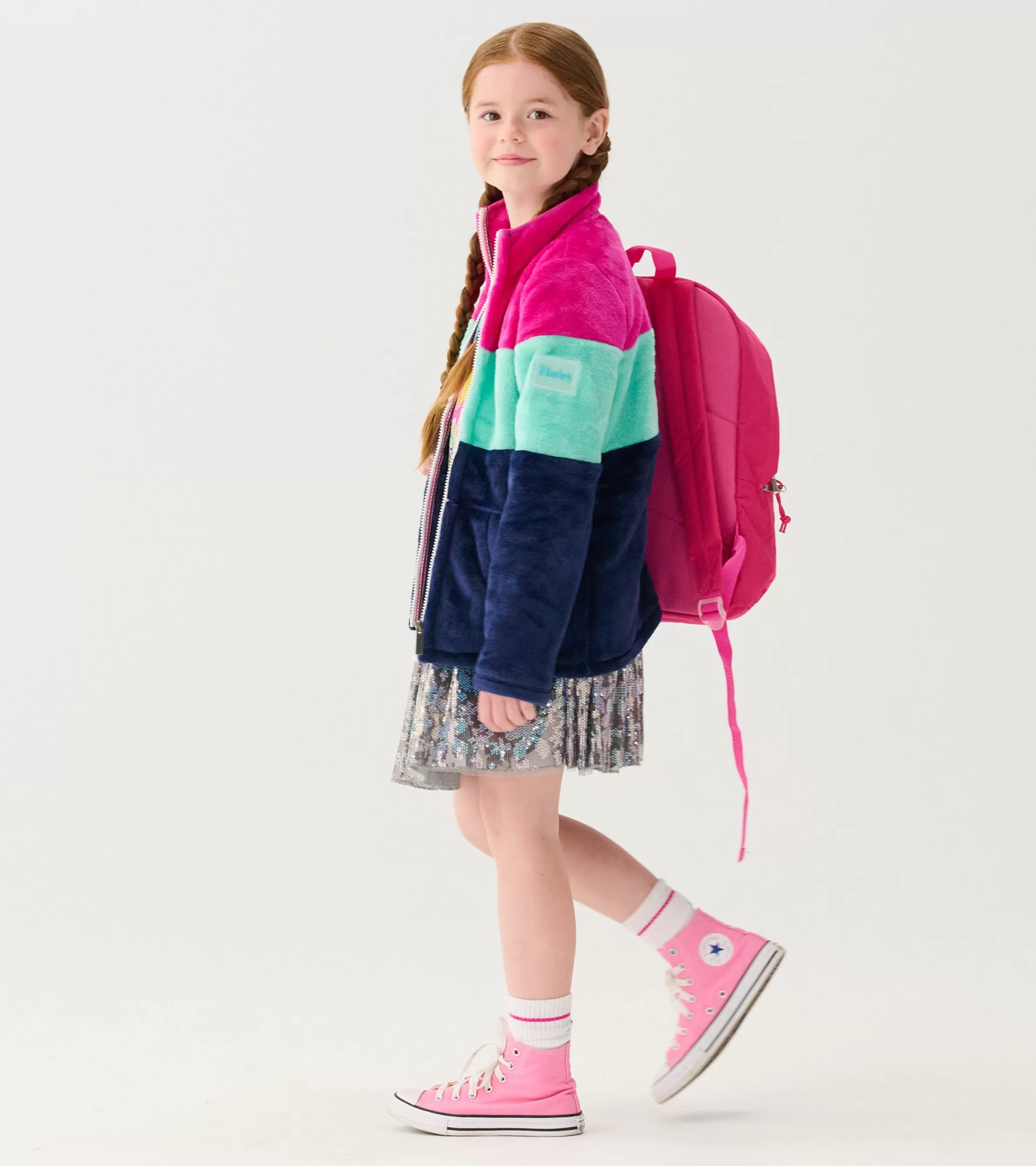 Hatley Outerwear | Sweaters*Girls Colourblock Stripes Fuzzy Fleece Zip-Up Jacket