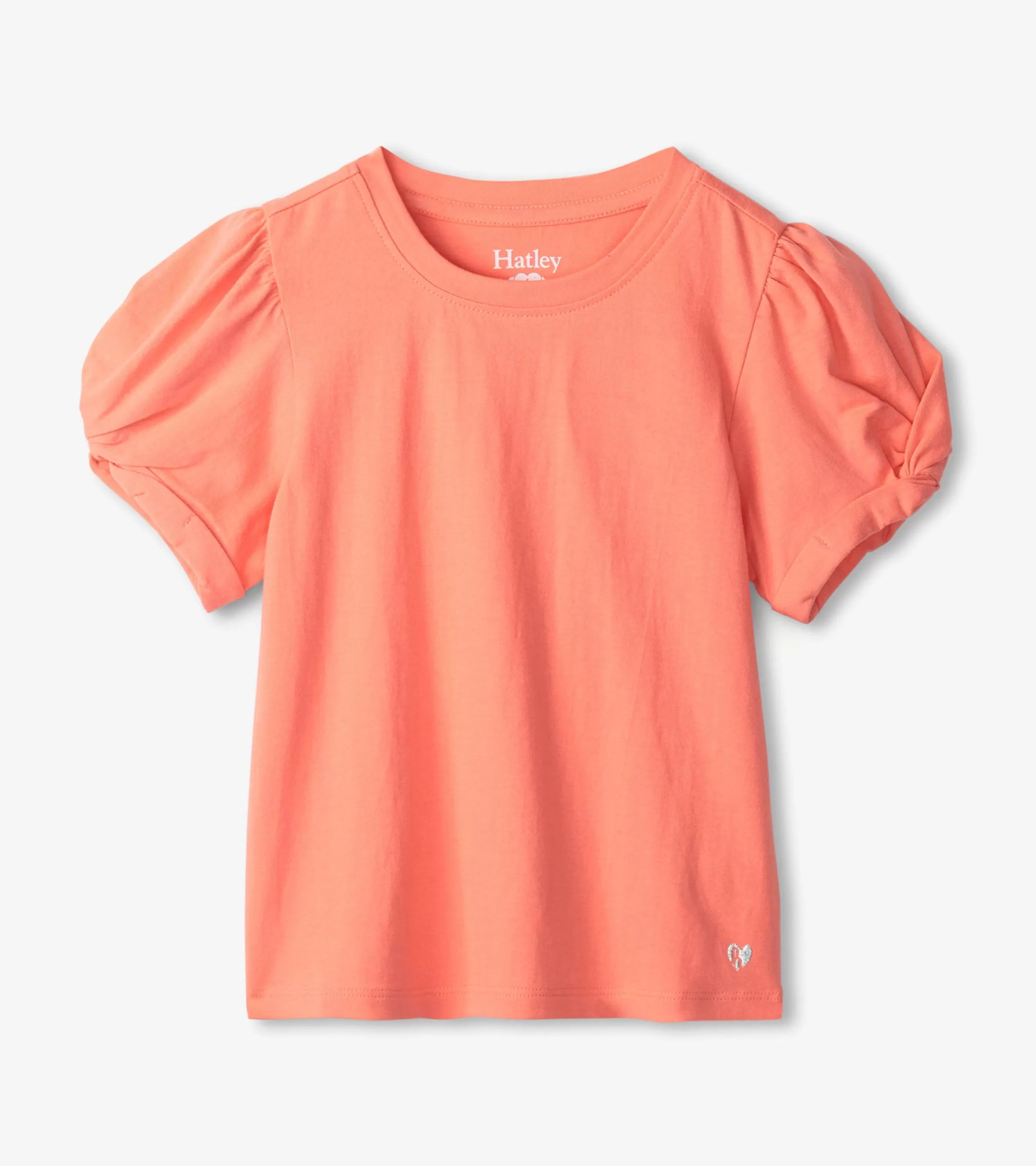 Hatley Tops*Girls Coral Twisted Sleeve Tee