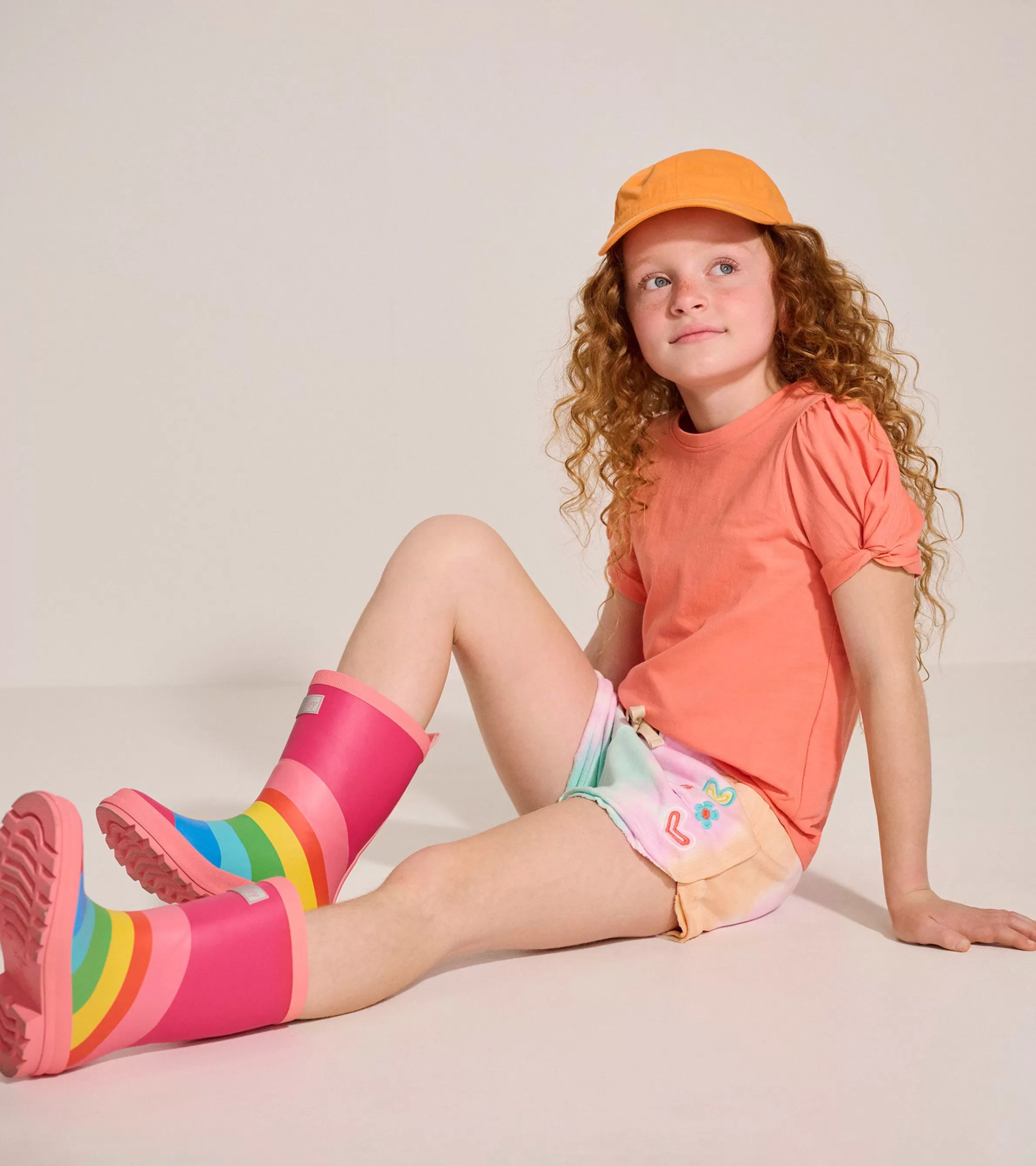 Hatley Tops*Girls Coral Twisted Sleeve Tee