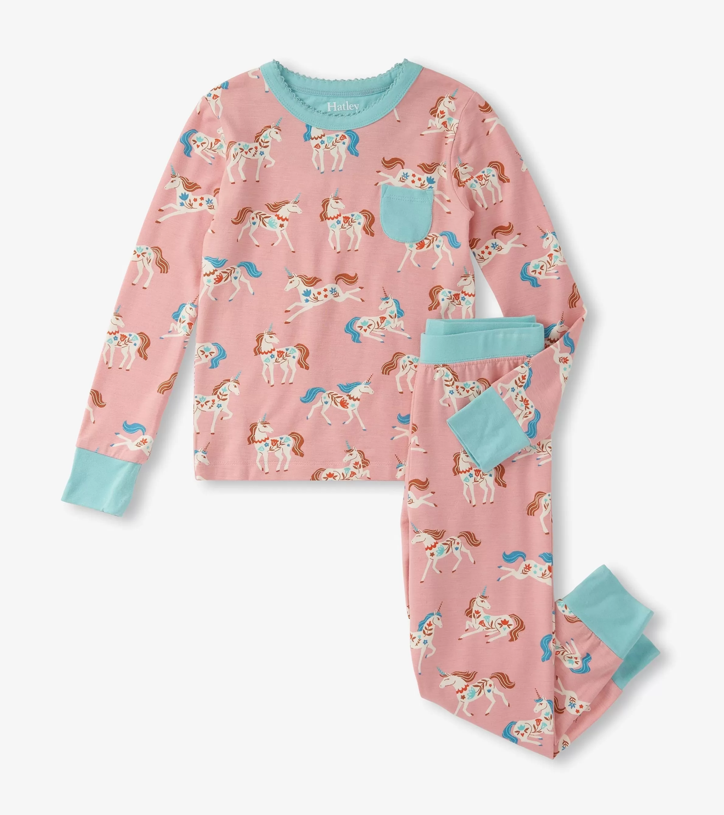 Hatley Sleepwear | Sleepwear*Girls Folksy Unicorns Bamboo Pajama Set