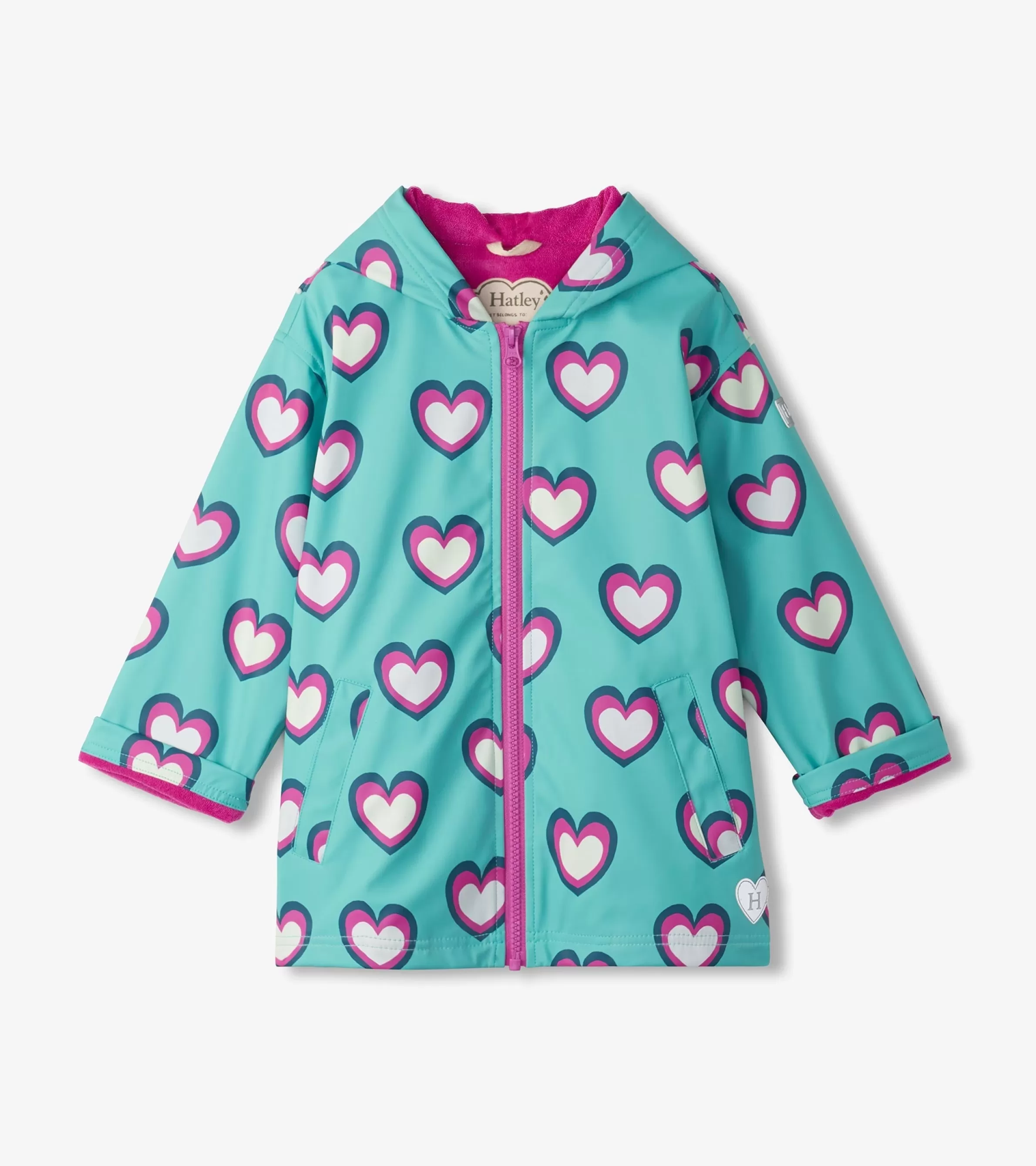 Hatley Rainwear | Rainwear*Girls Hearts Colour Changing Zip-Up Rain Jacket