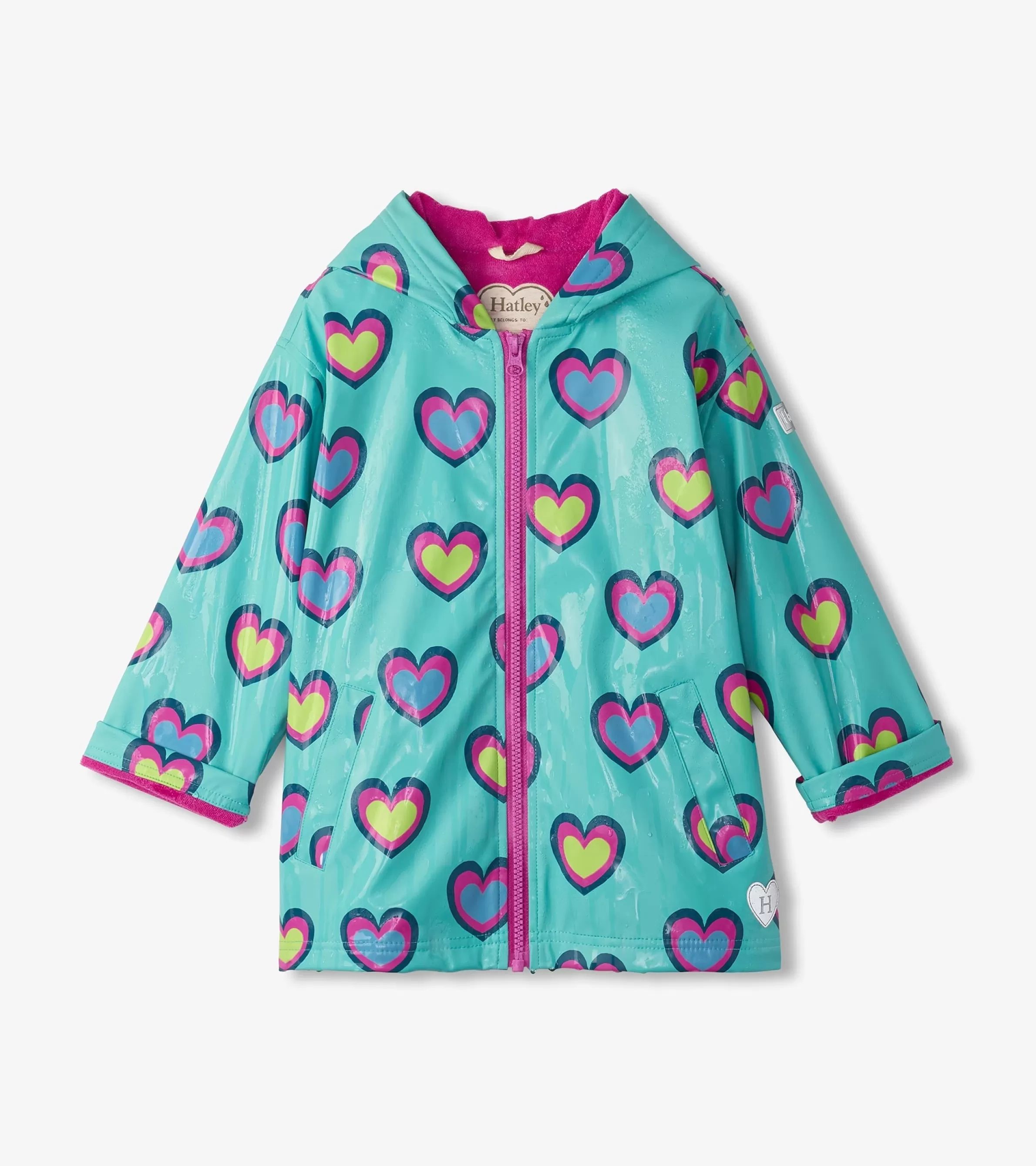 Hatley Rainwear | Rainwear*Girls Hearts Colour Changing Zip-Up Rain Jacket