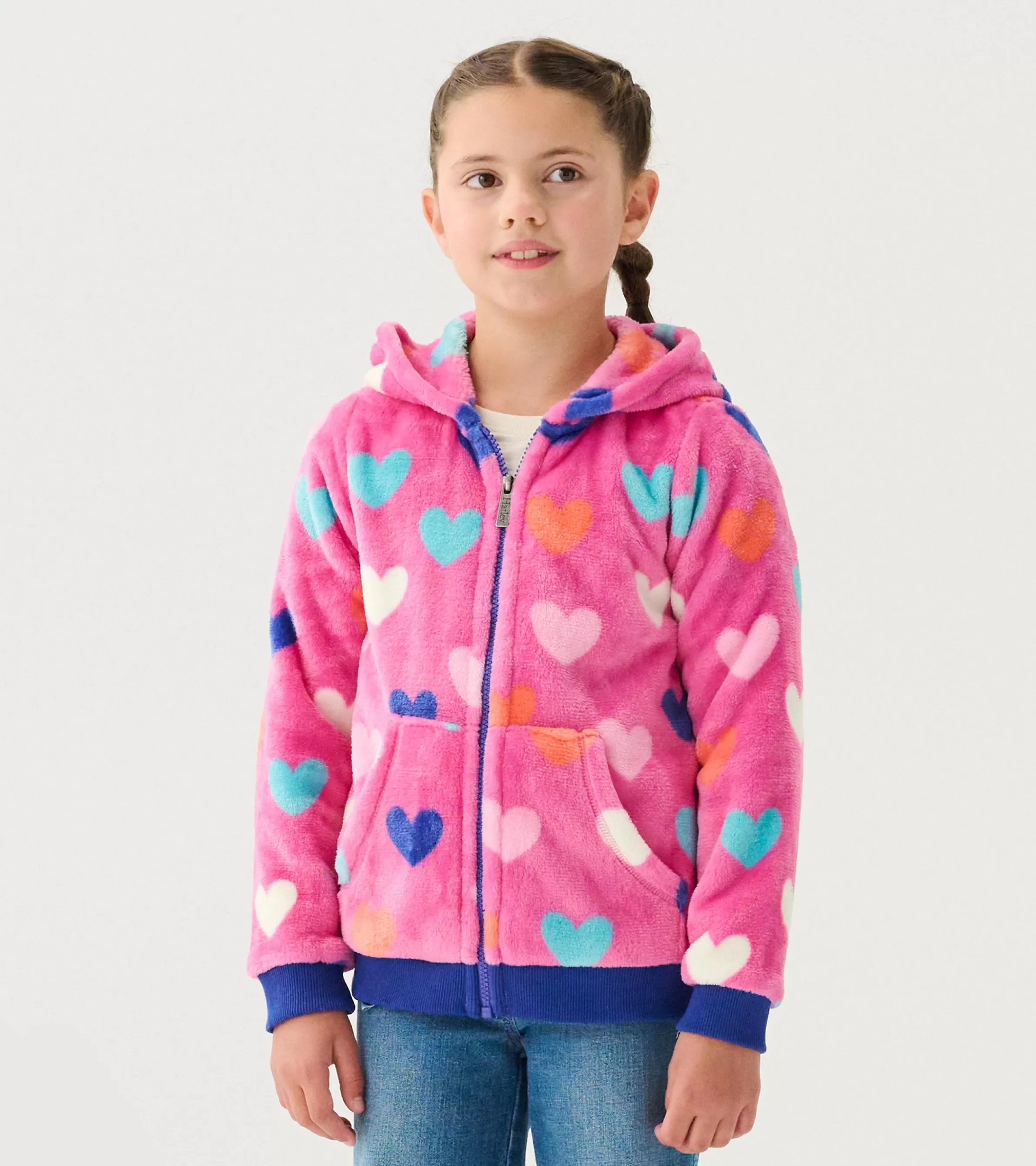 Hatley Outerwear | Sweaters*Girls Hearts Fleece Zip-Up Hoodie