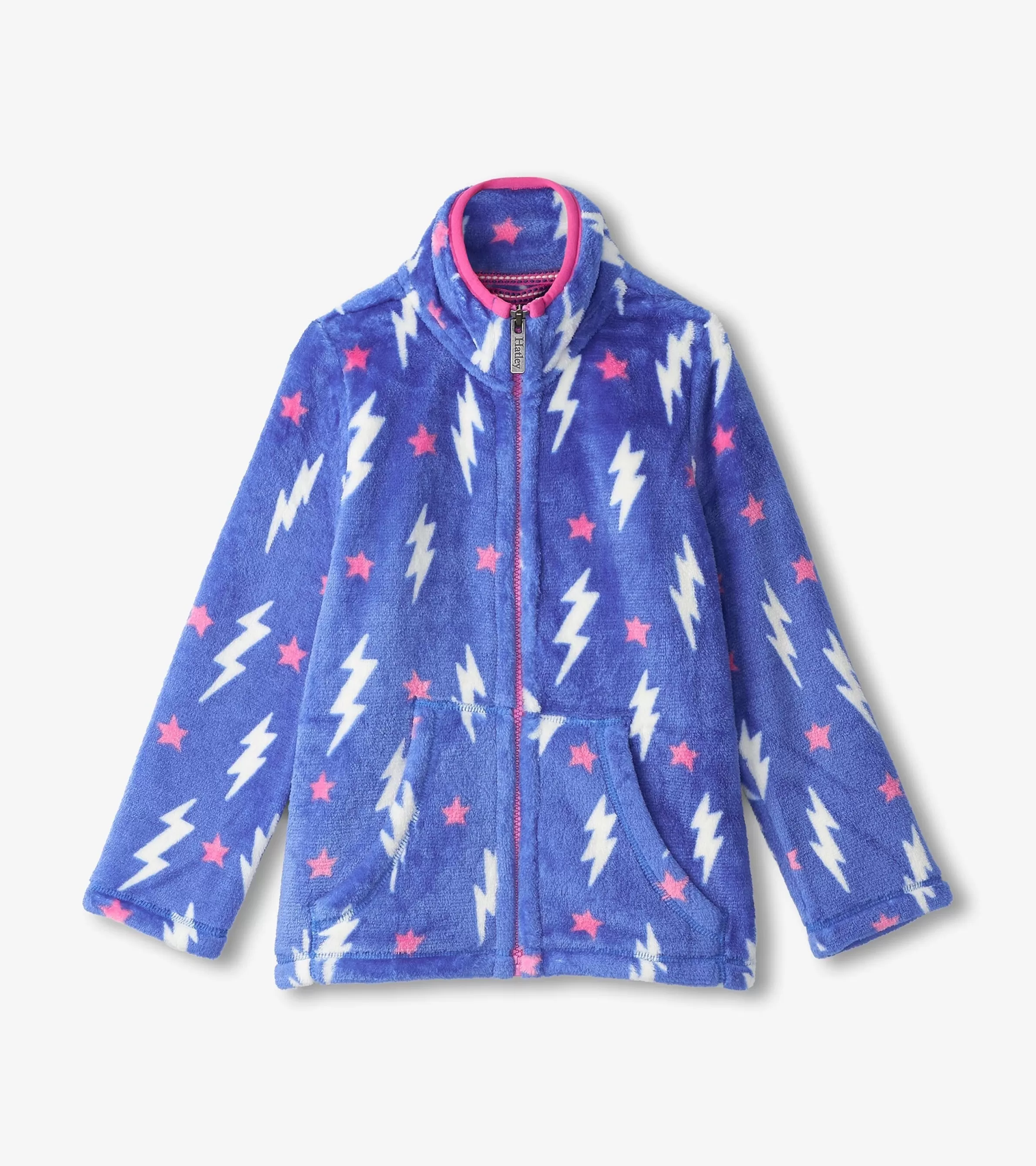 Hatley Outerwear | Sweaters*Girls Lightning Bolts Fuzzy Fleece Zip-Up Jacket