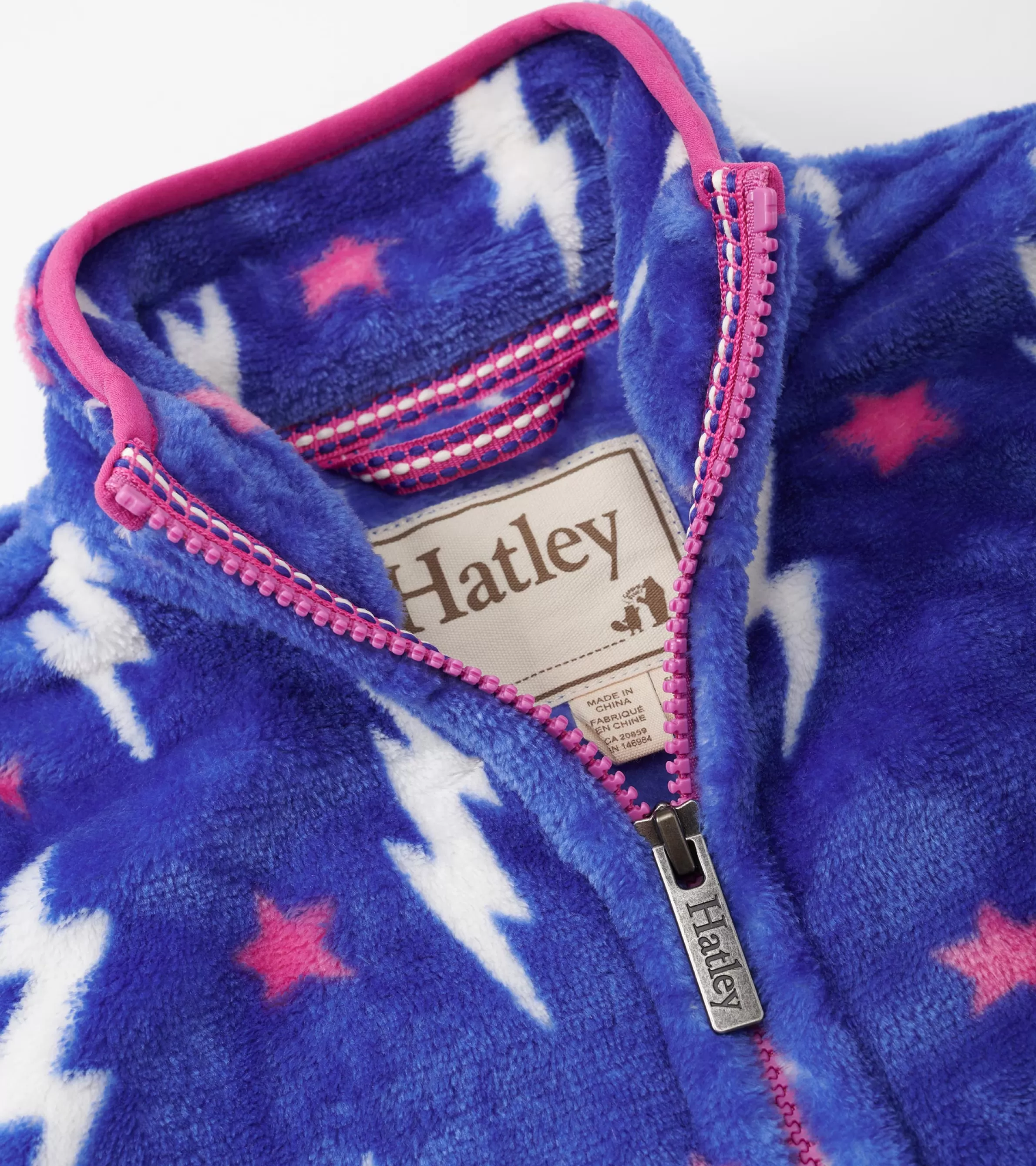 Hatley Outerwear | Sweaters*Girls Lightning Bolts Fuzzy Fleece Zip-Up Jacket