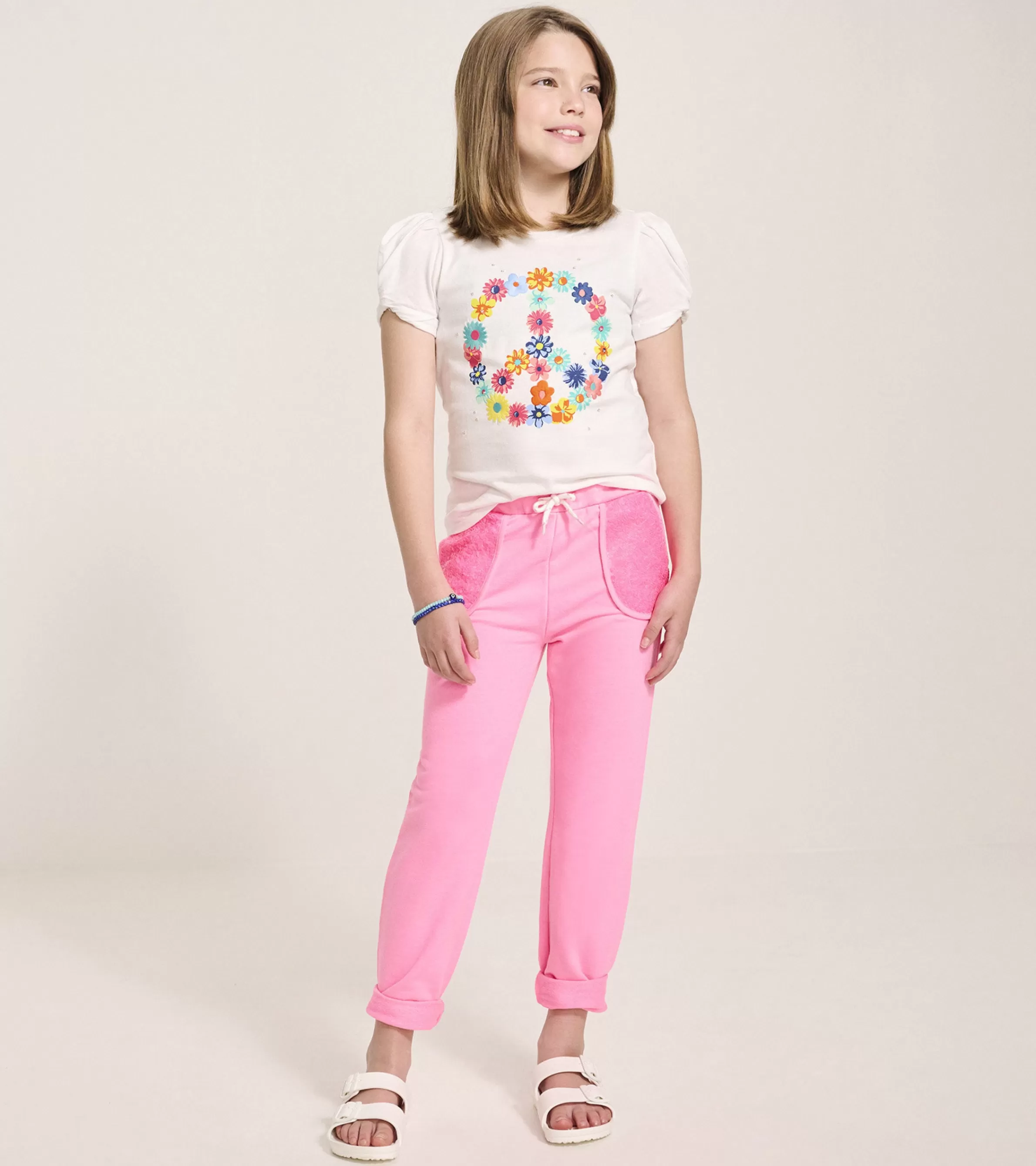 Hatley Tops*Girls Peace Flower Twisted Sleeve Tee