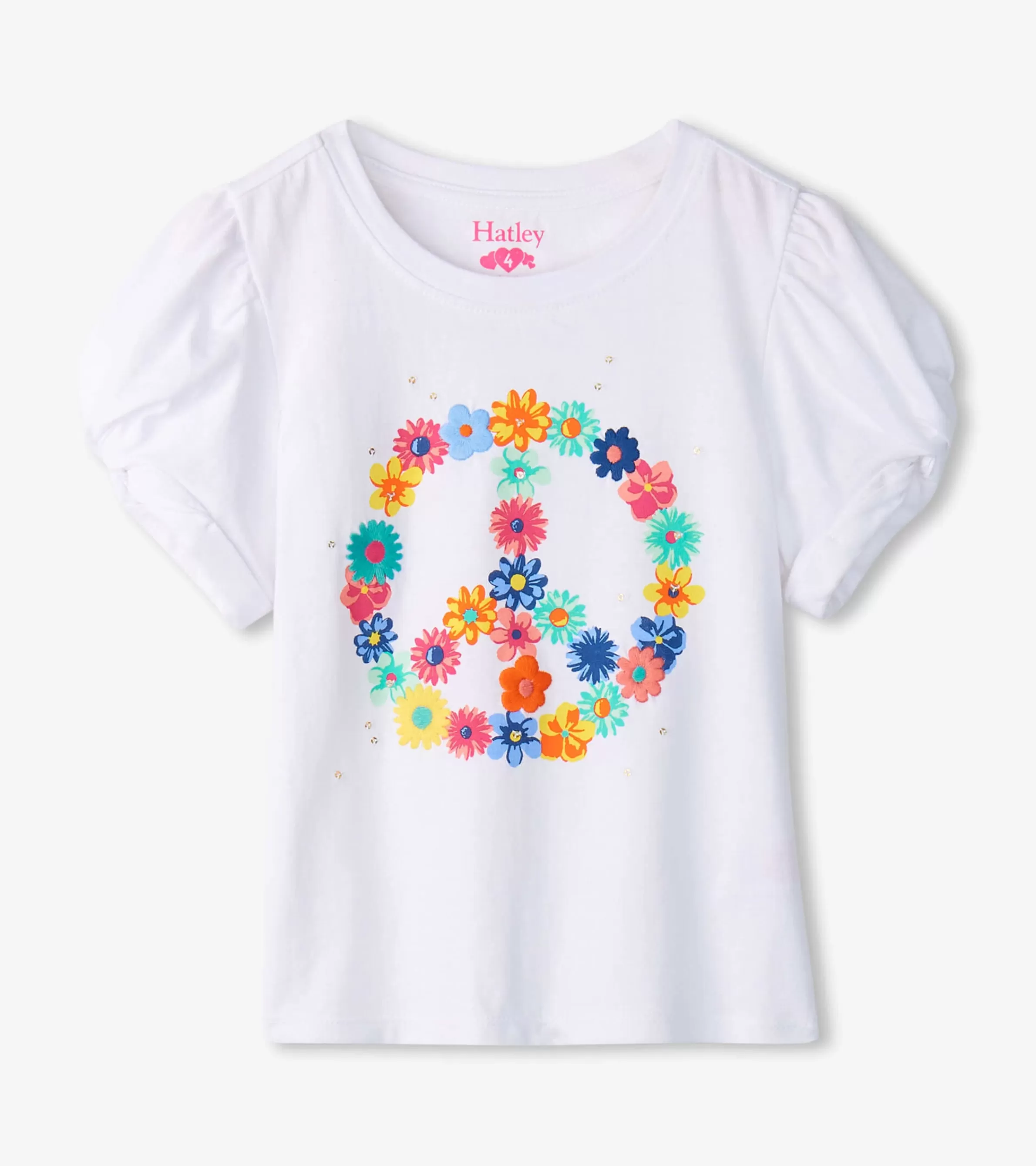 Hatley Tops*Girls Peace Flower Twisted Sleeve Tee