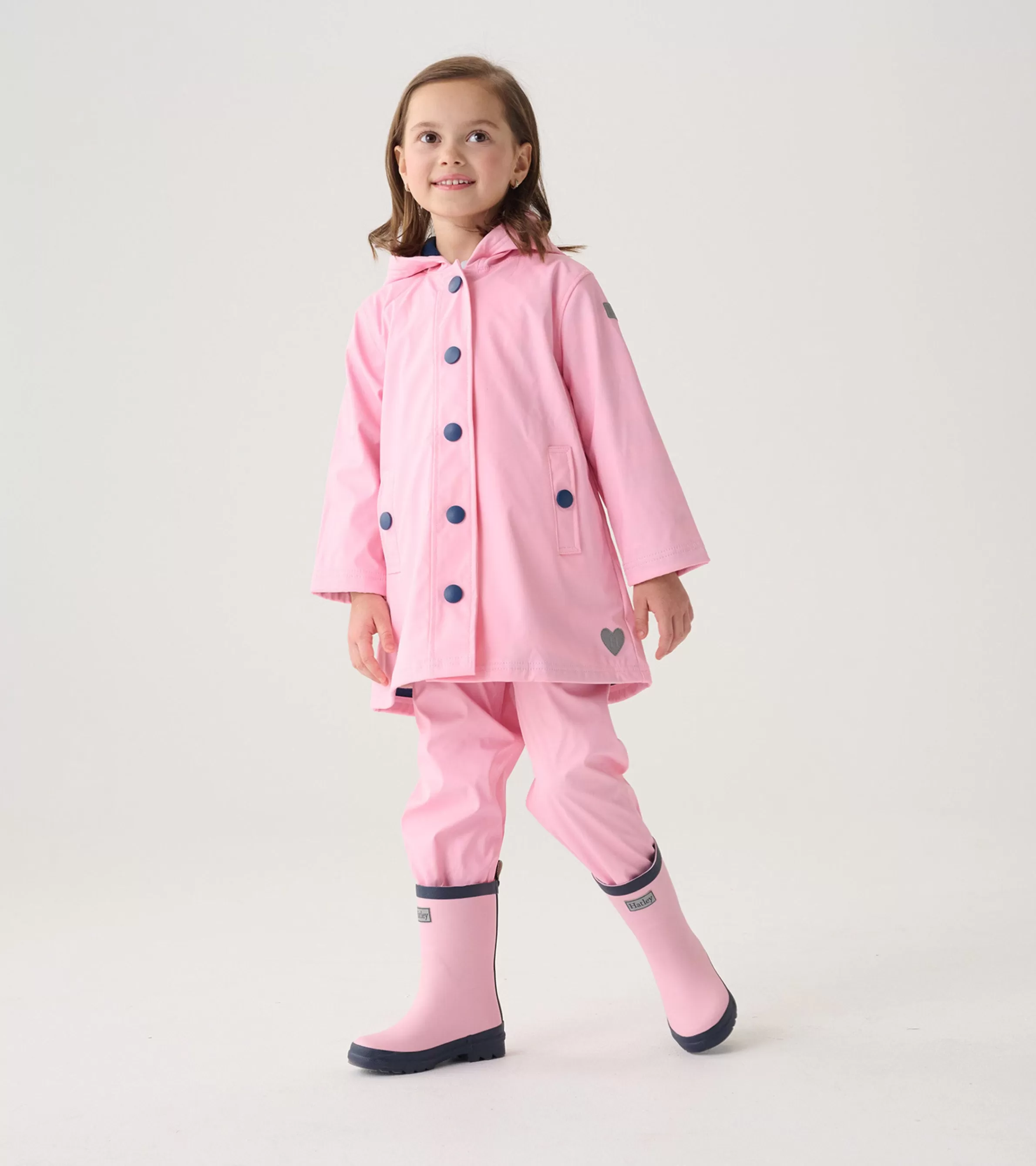 Hatley Rainwear | Rainwear*Girls Pink & Navy Button-Up Rain Jacket