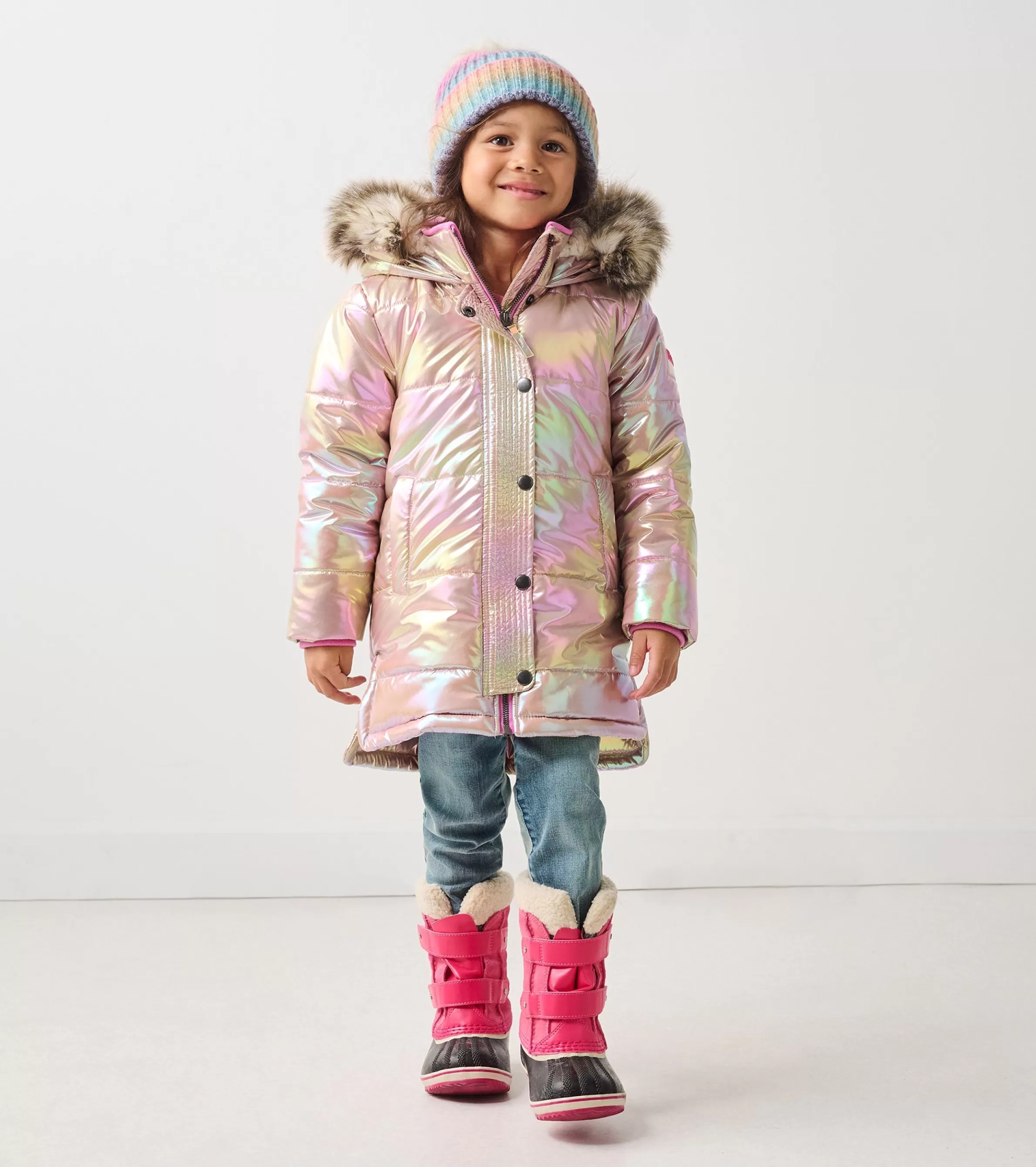 Hatley Outerwear*Girls Pink Moon Puffer Jacket