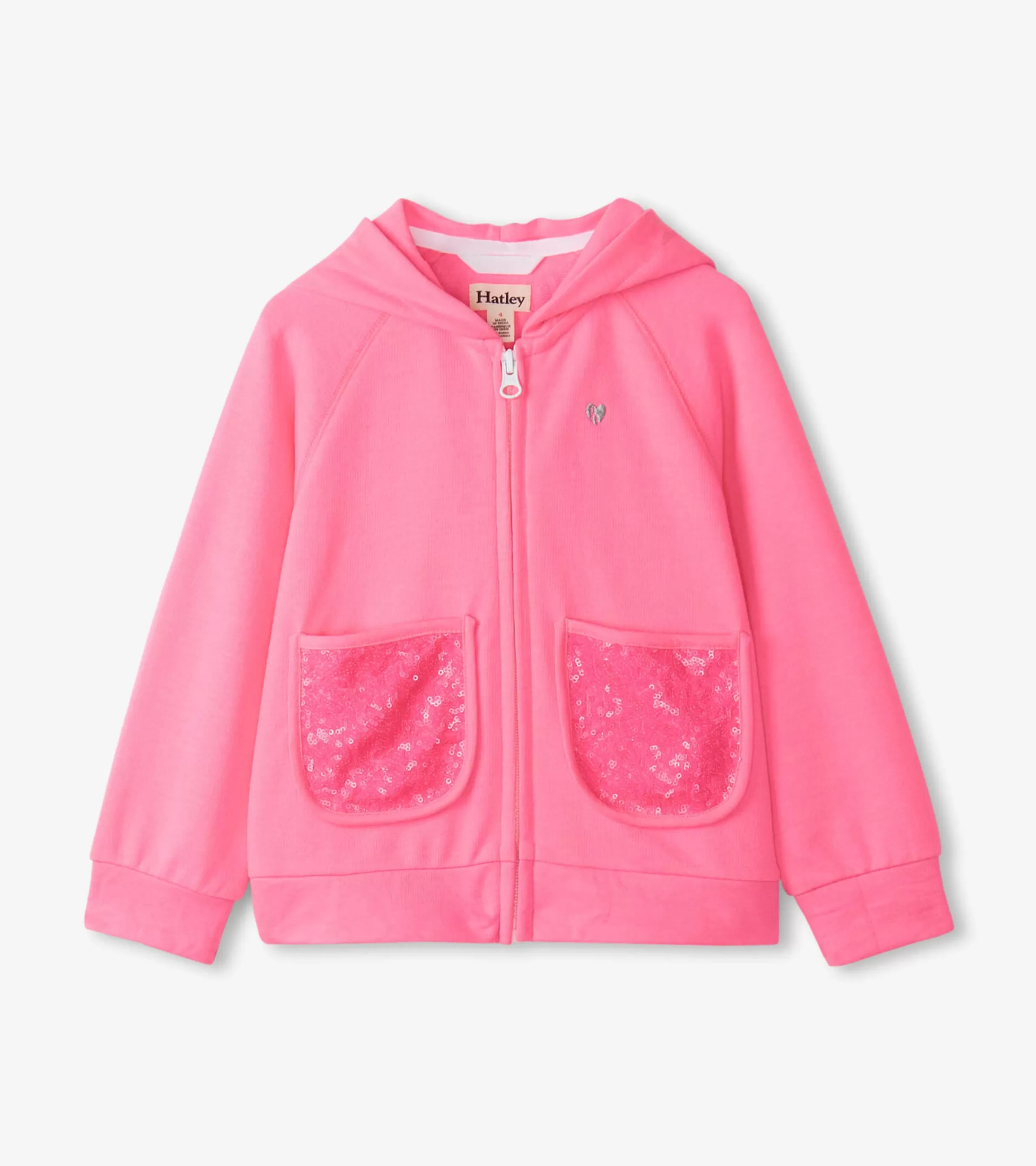 Hatley Sweaters*Girls Pink Neon Raglan Hoodie