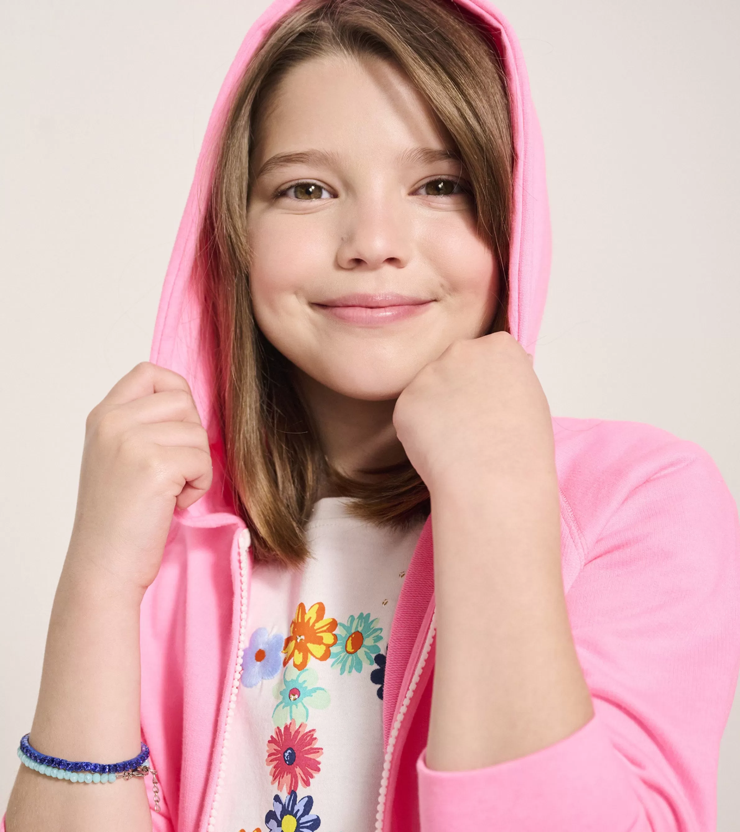 Hatley Sweaters*Girls Pink Neon Raglan Hoodie