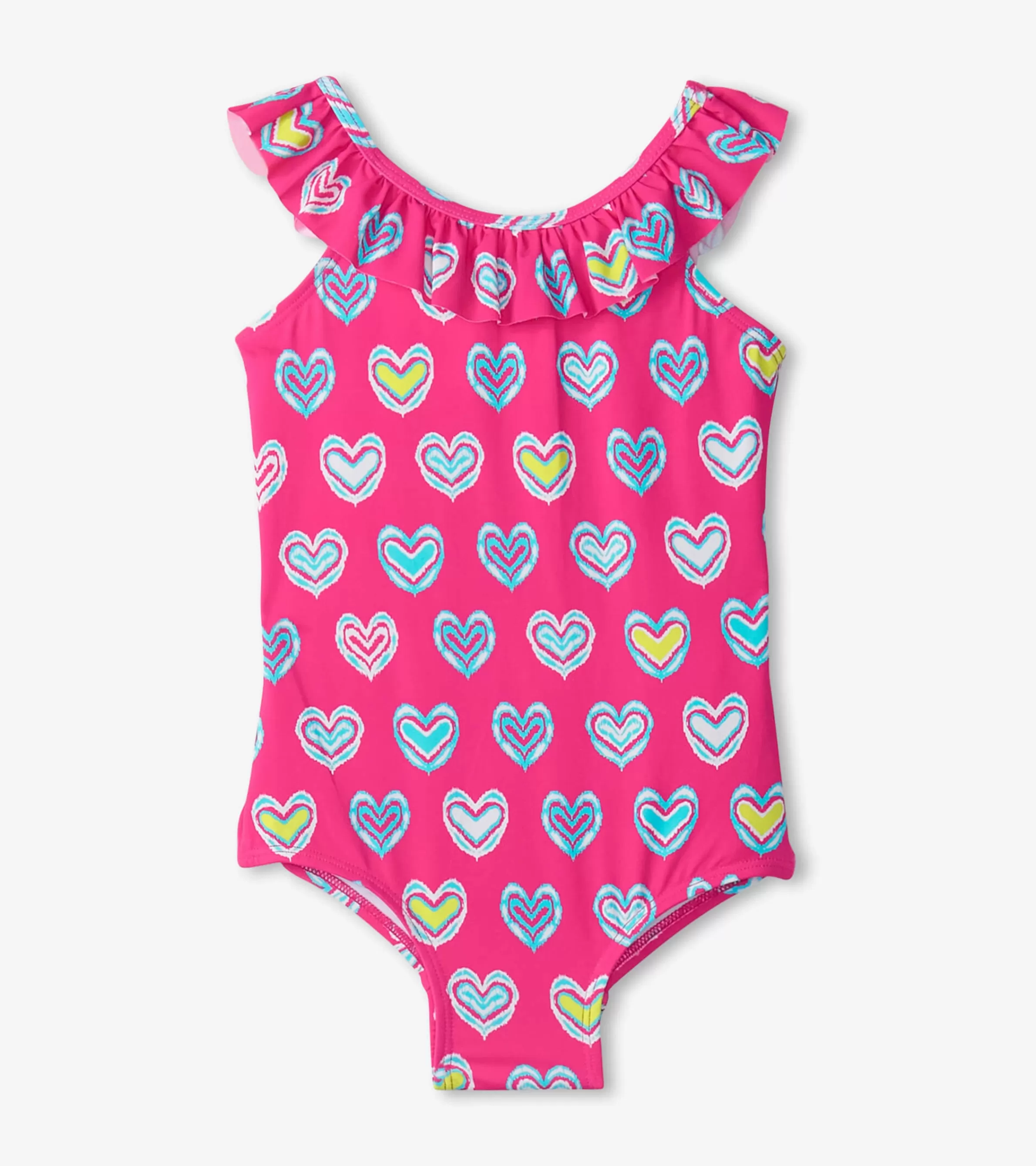 Hatley Swimwear | Swimwear*Girls Pink Shibori Hearts Ruffle Sleeve Swimsuit