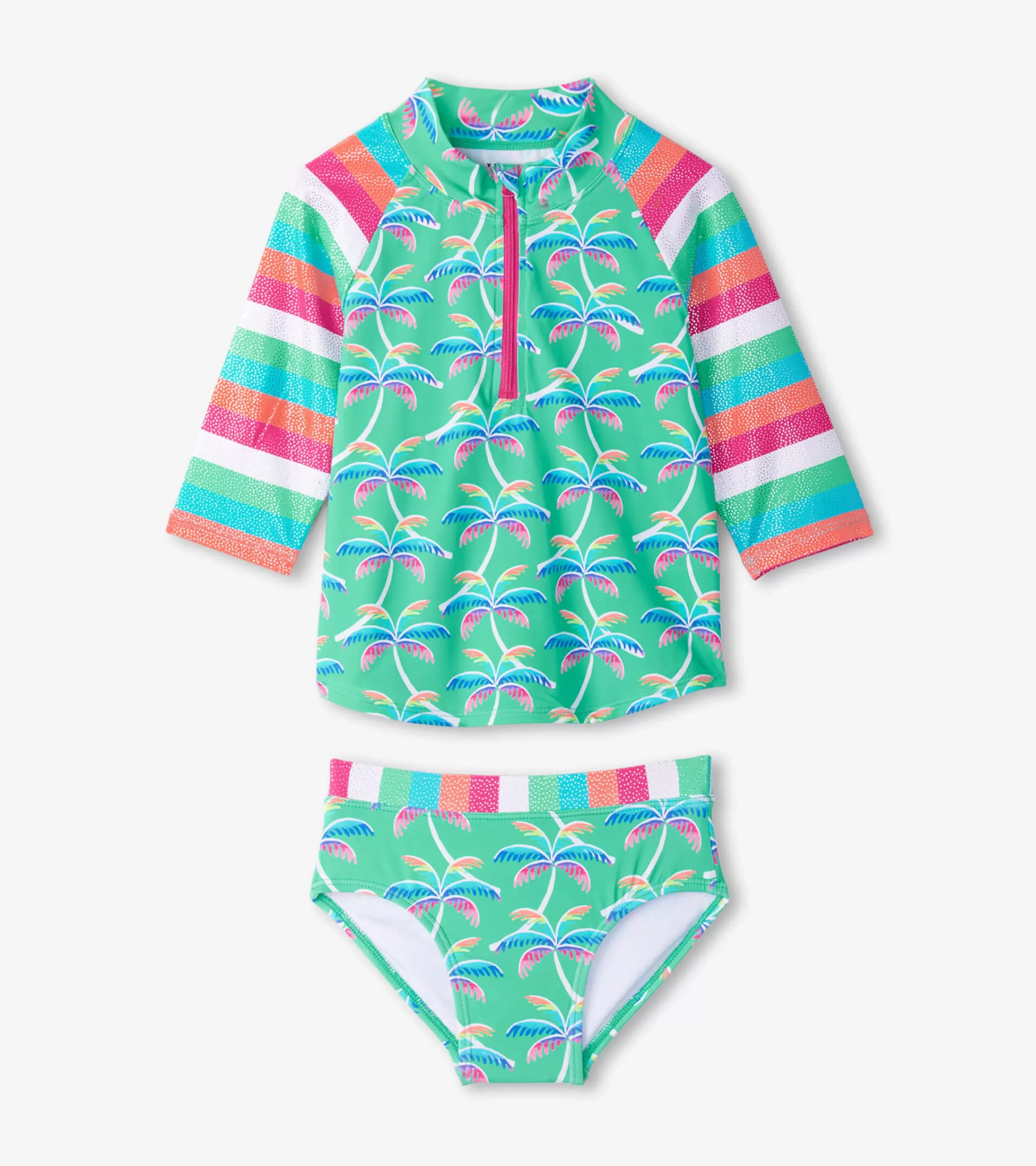 Hatley Swimwear | Swimwear*Girls Rainbow Palm Two-Piece Rashguard Set