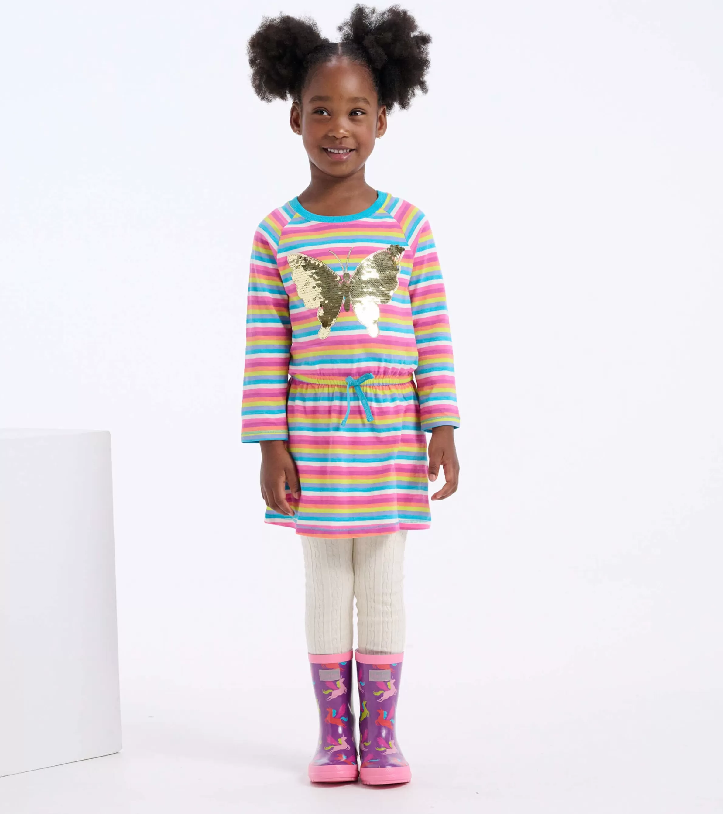 Hatley Dresses*Girls Rainbow Stripes Drop Waist Dress