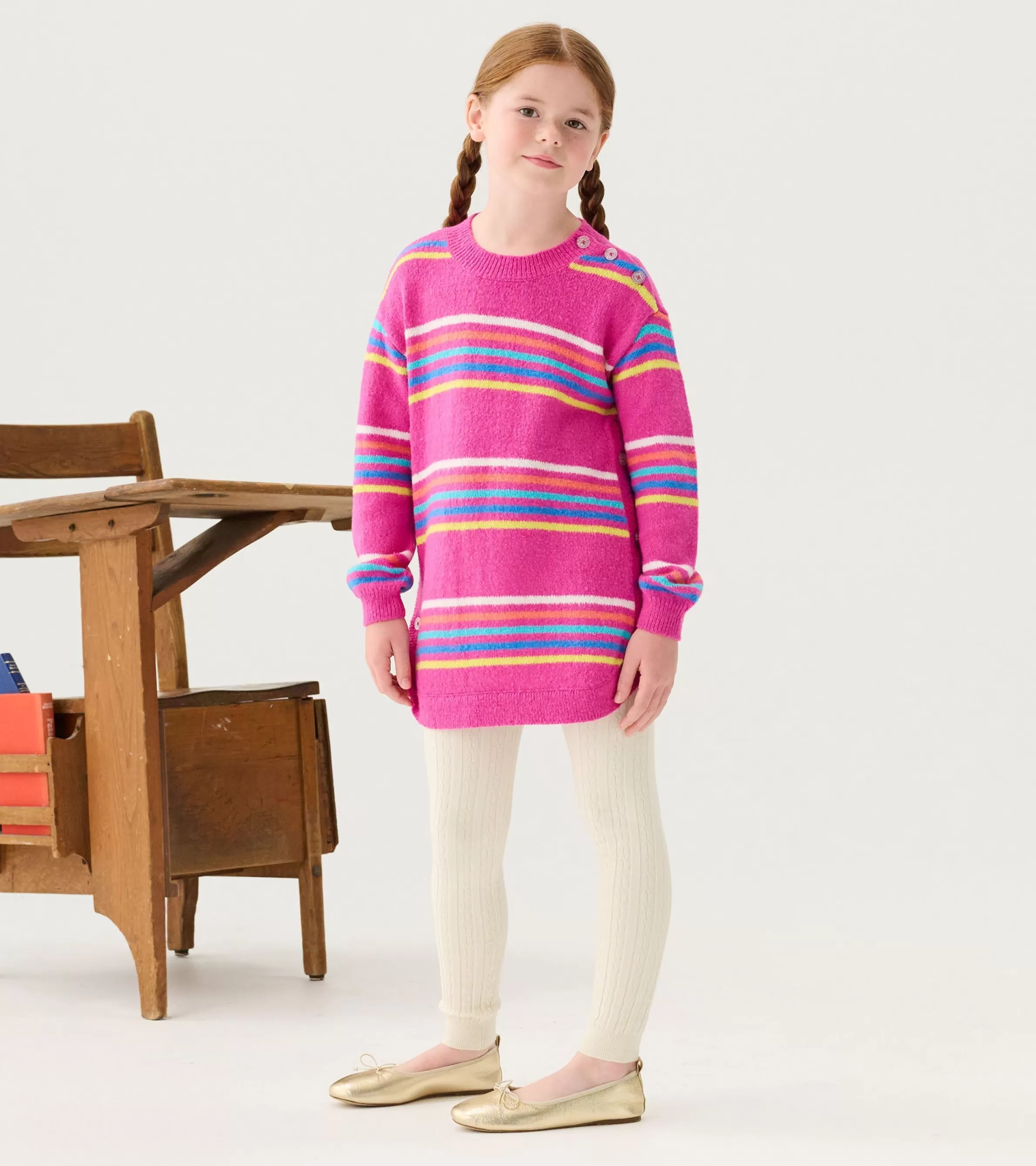 Hatley Sweaters*Girls Rainbow Stripes Sweater Tunic