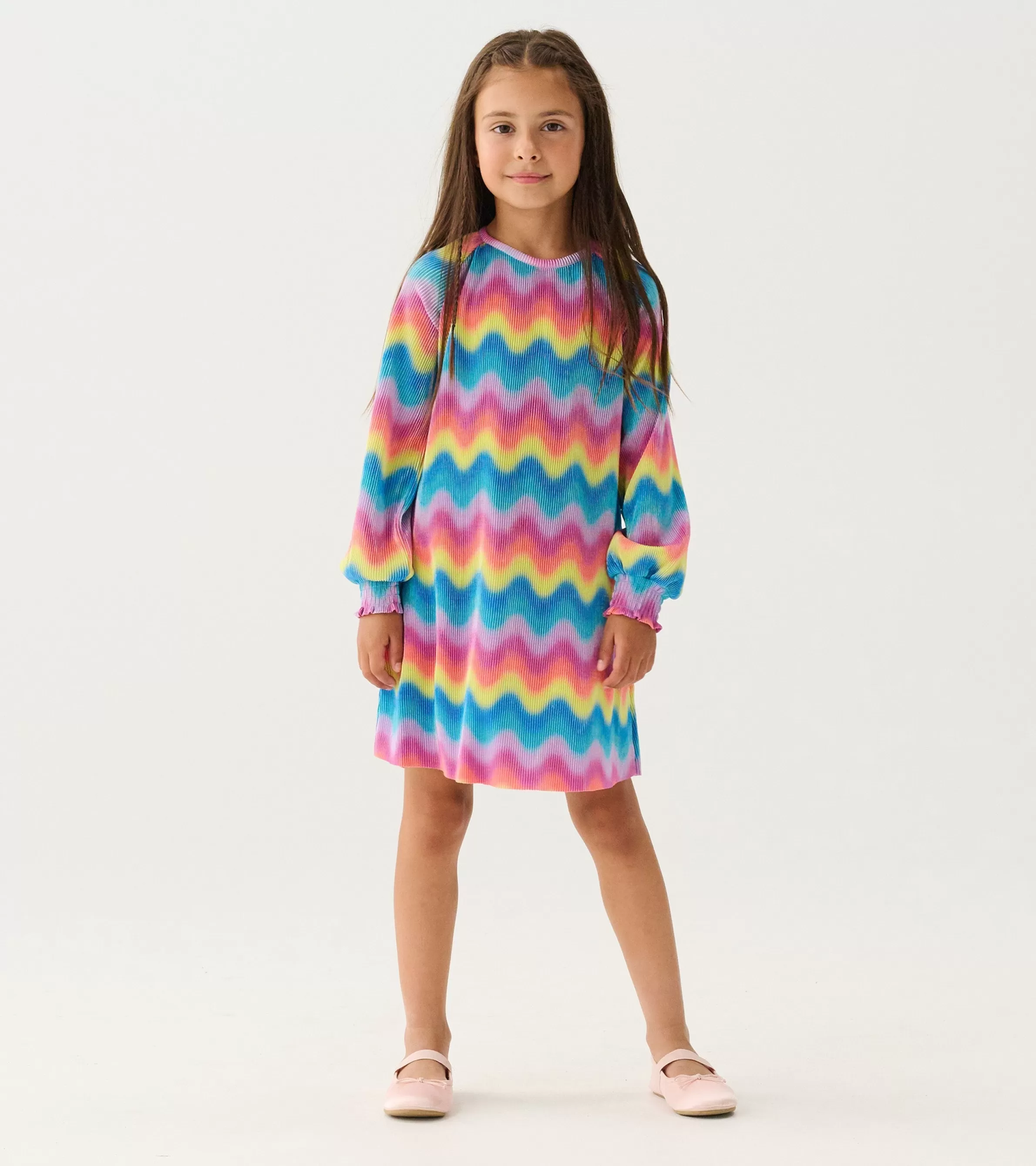 Hatley Dresses*Girls Rainbow Wave Pleated A-Line Dress