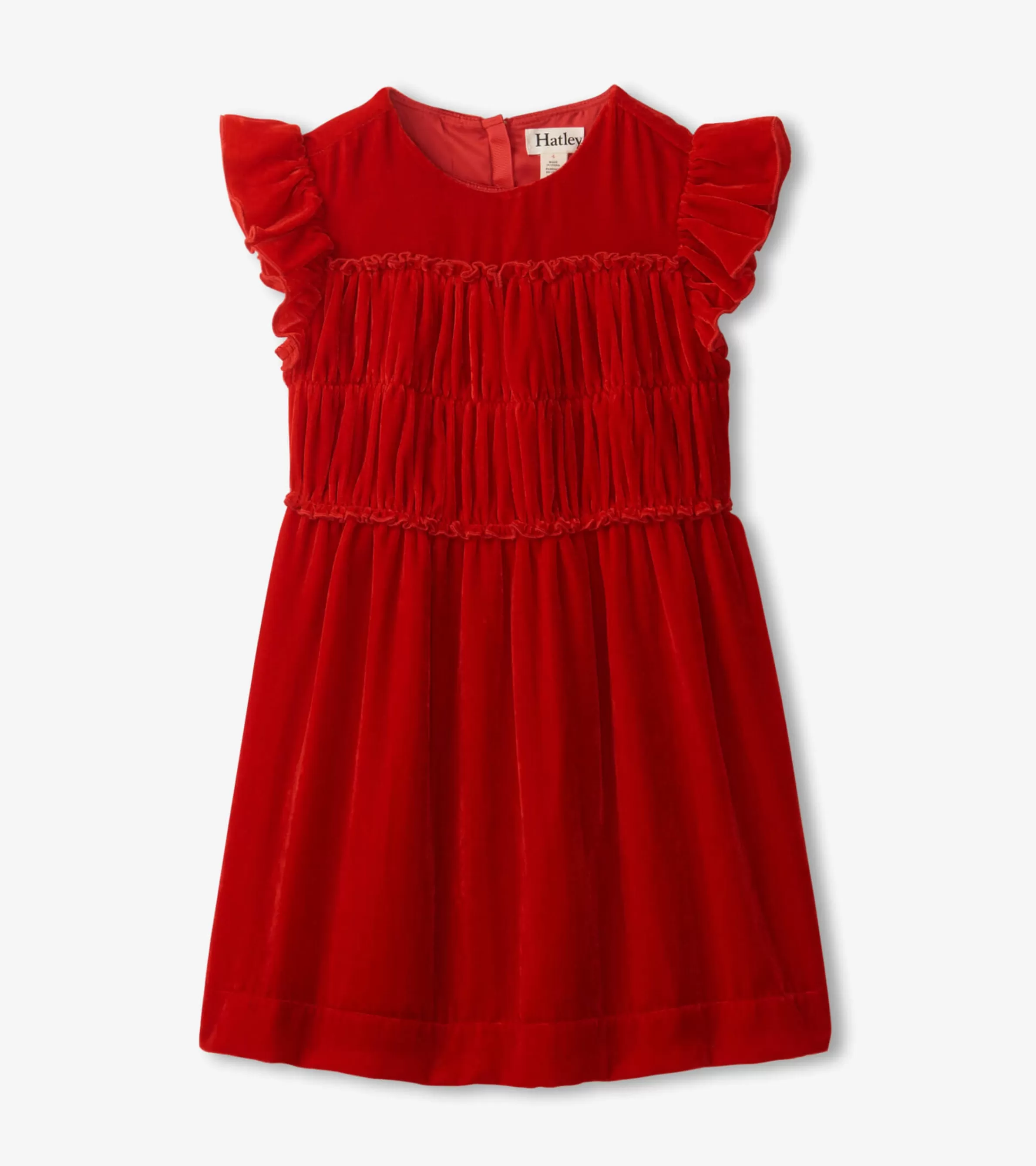 Hatley Dresses*Girls Red Velvet Smocked Panel Dress