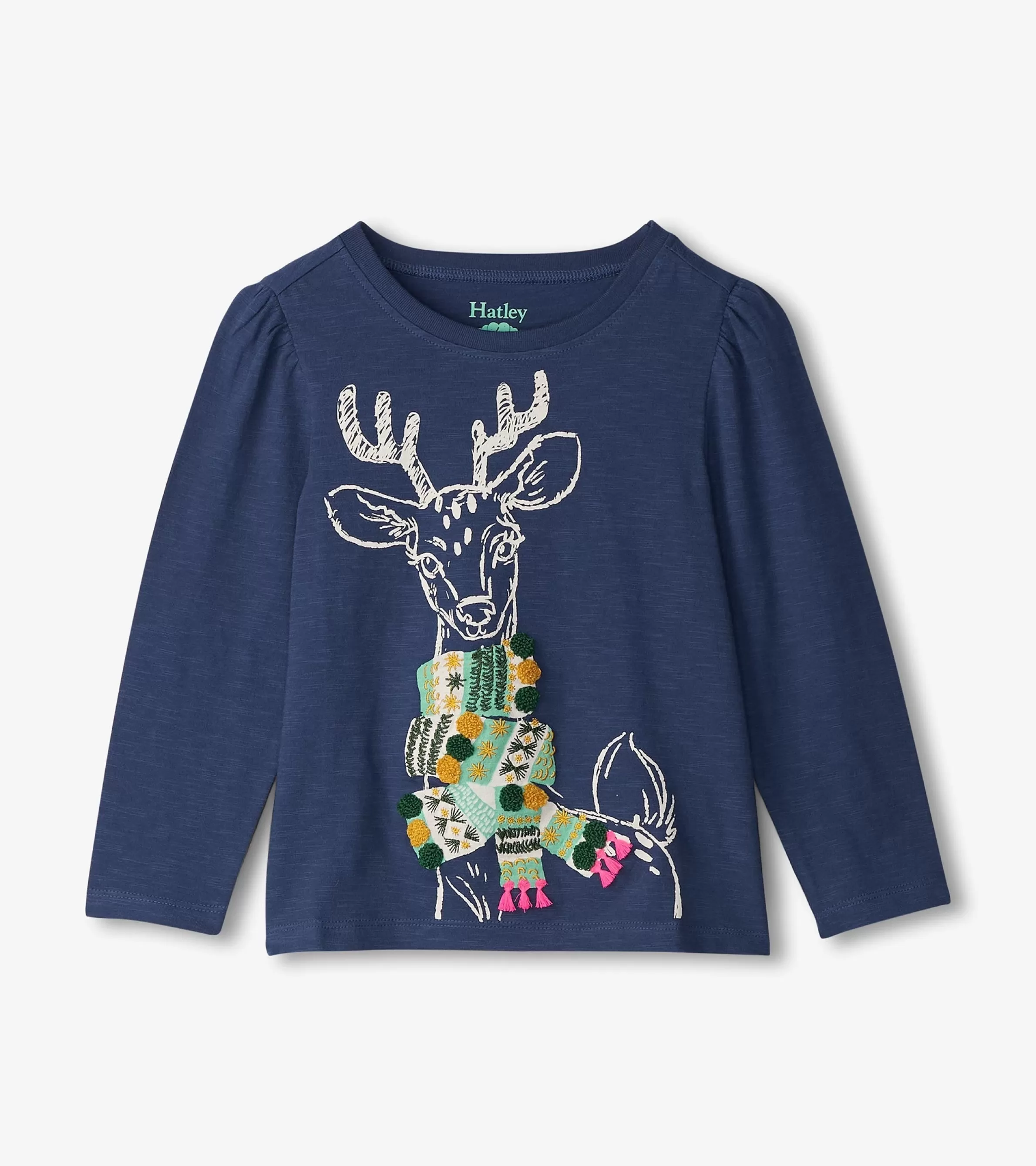 Hatley Tops*Girls Reindeer Scarf T-Shirt