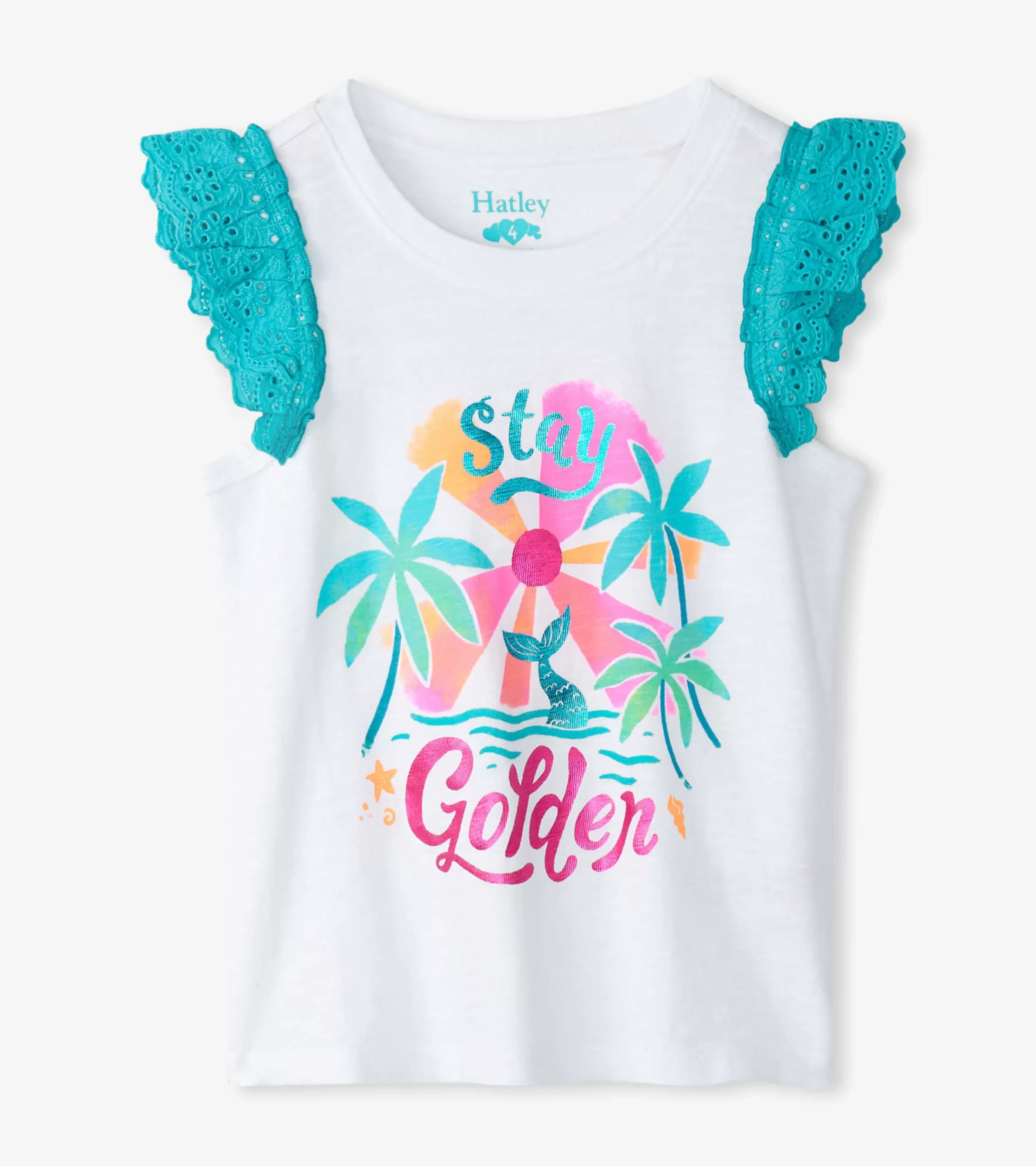 Hatley Tops*Girls Stay Golden Ruffle Sleeve Tank Top