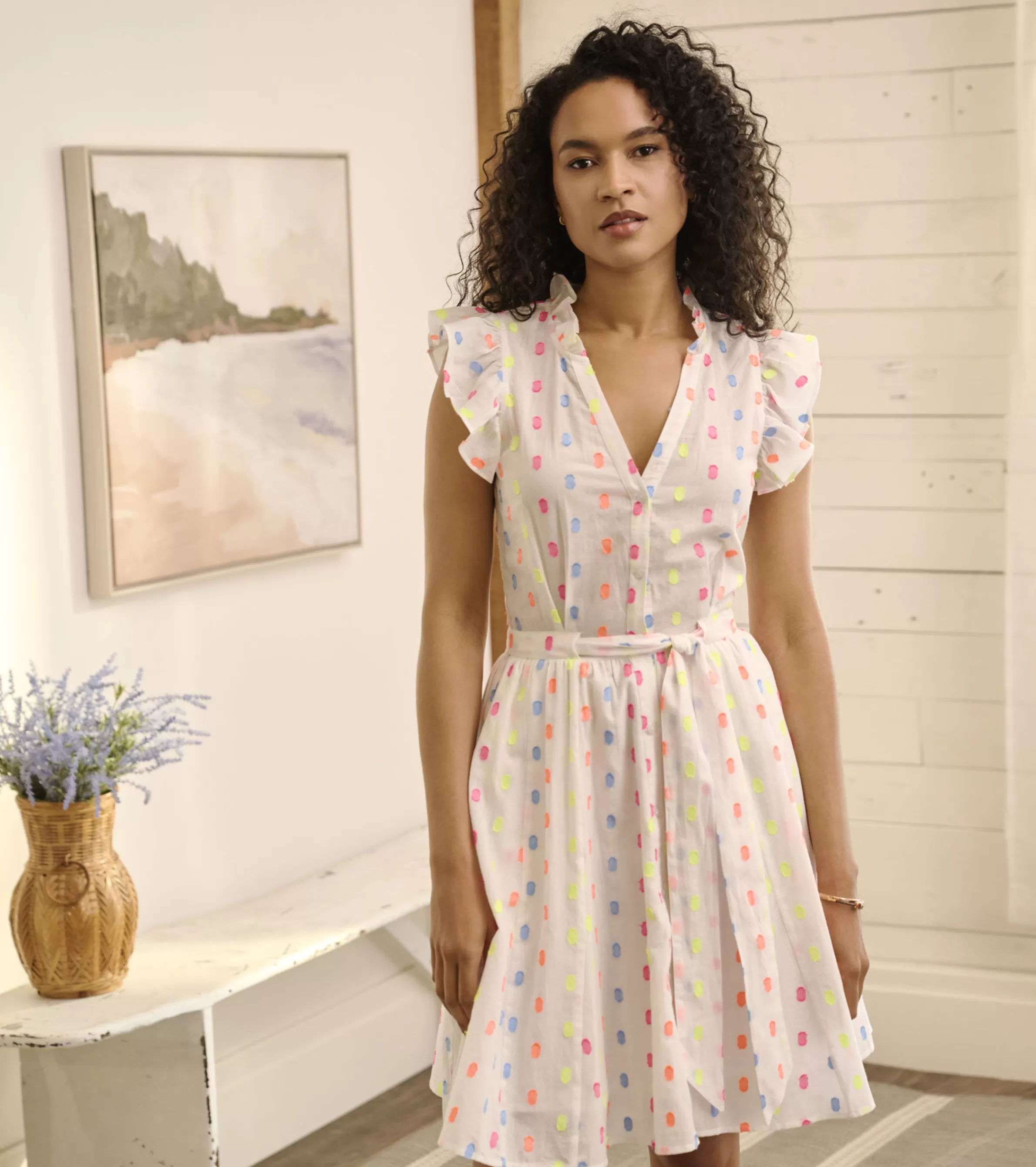 Women Hatley Dresses*Godet Belted Dress - Summer Dots