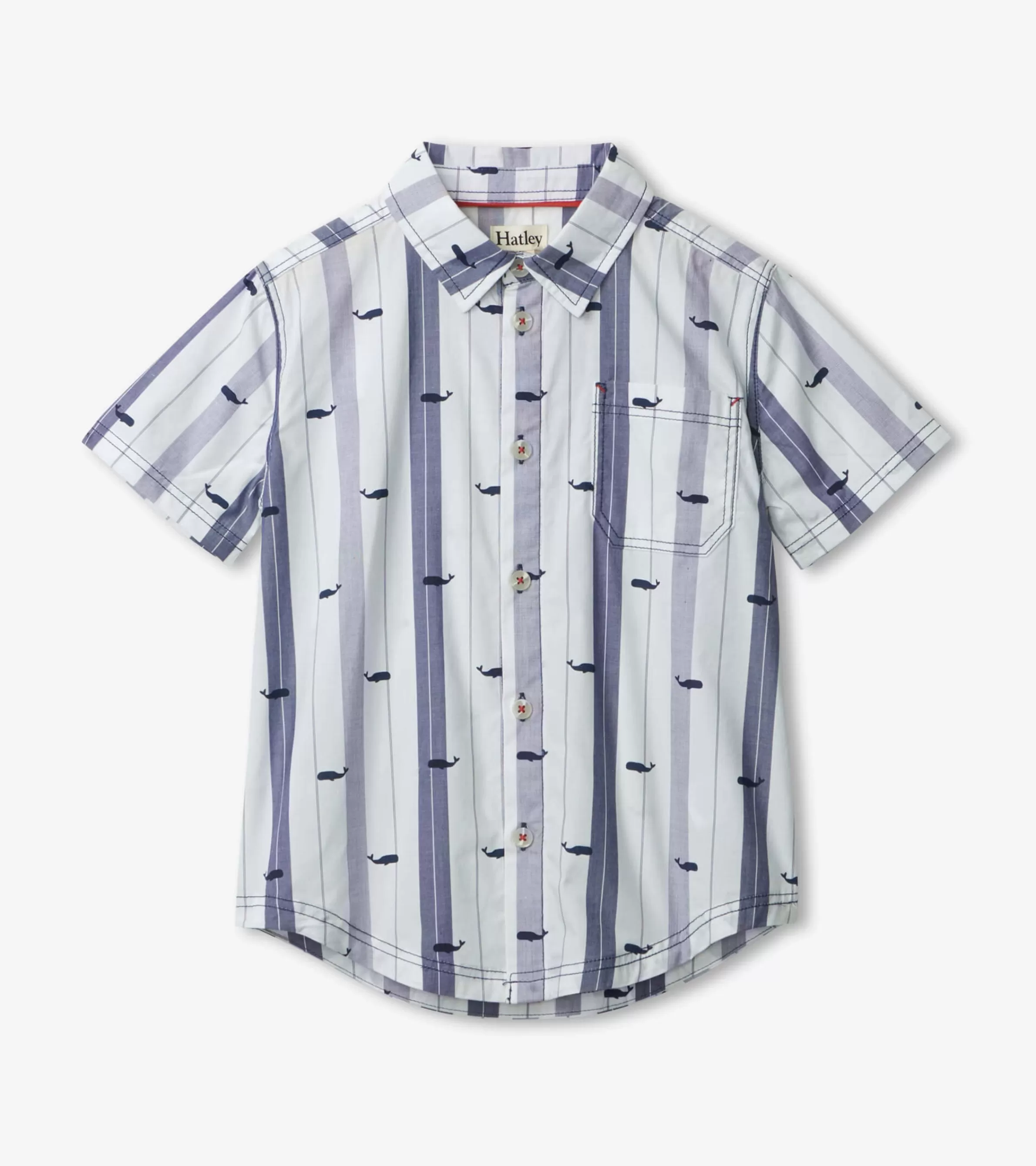 BOY Hatley Tops*Nautical Whales Short Sleeve Button Down Shirt